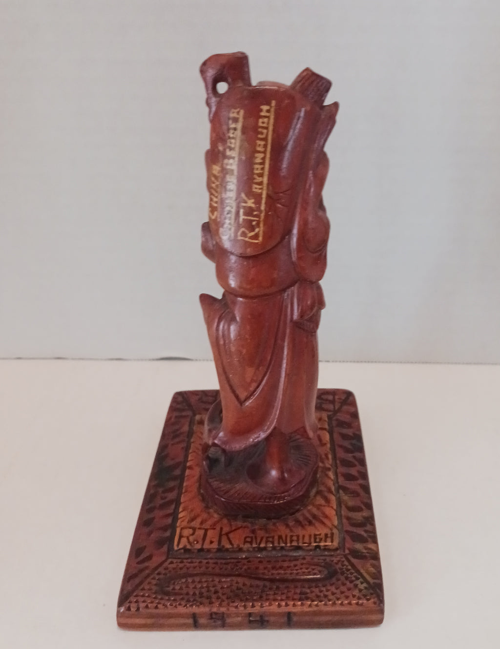 Pair of Exotic Wood and Water Buffalo Horn Carved Figures R. T. Kavanaugh 1941