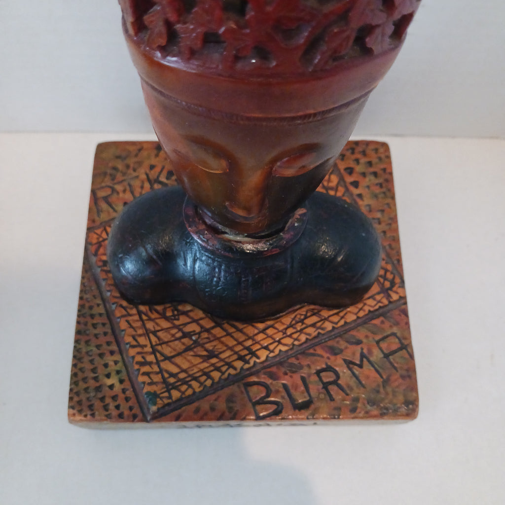 Pair of Exotic Wood and Water Buffalo Horn Carved Figures R. T. Kavanaugh 1941