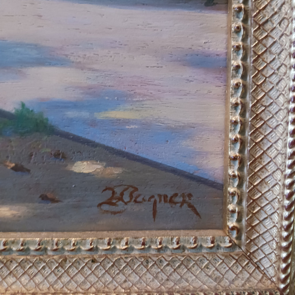 Park Near the Flat Iron Building NYC - Oil on mahogany panel By Thomas Wagner