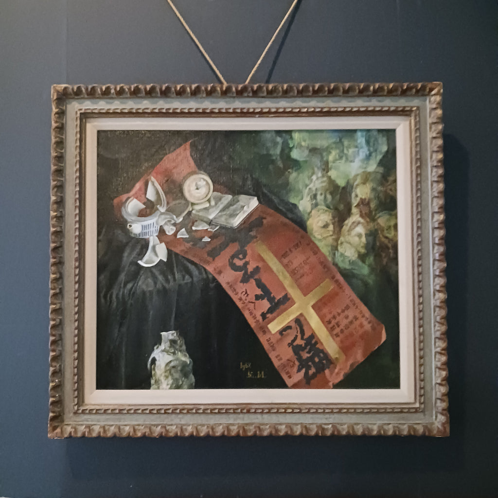 Haunting Mid-Century Post-War Nuclear Holocaust Oil on Canvas, 1962