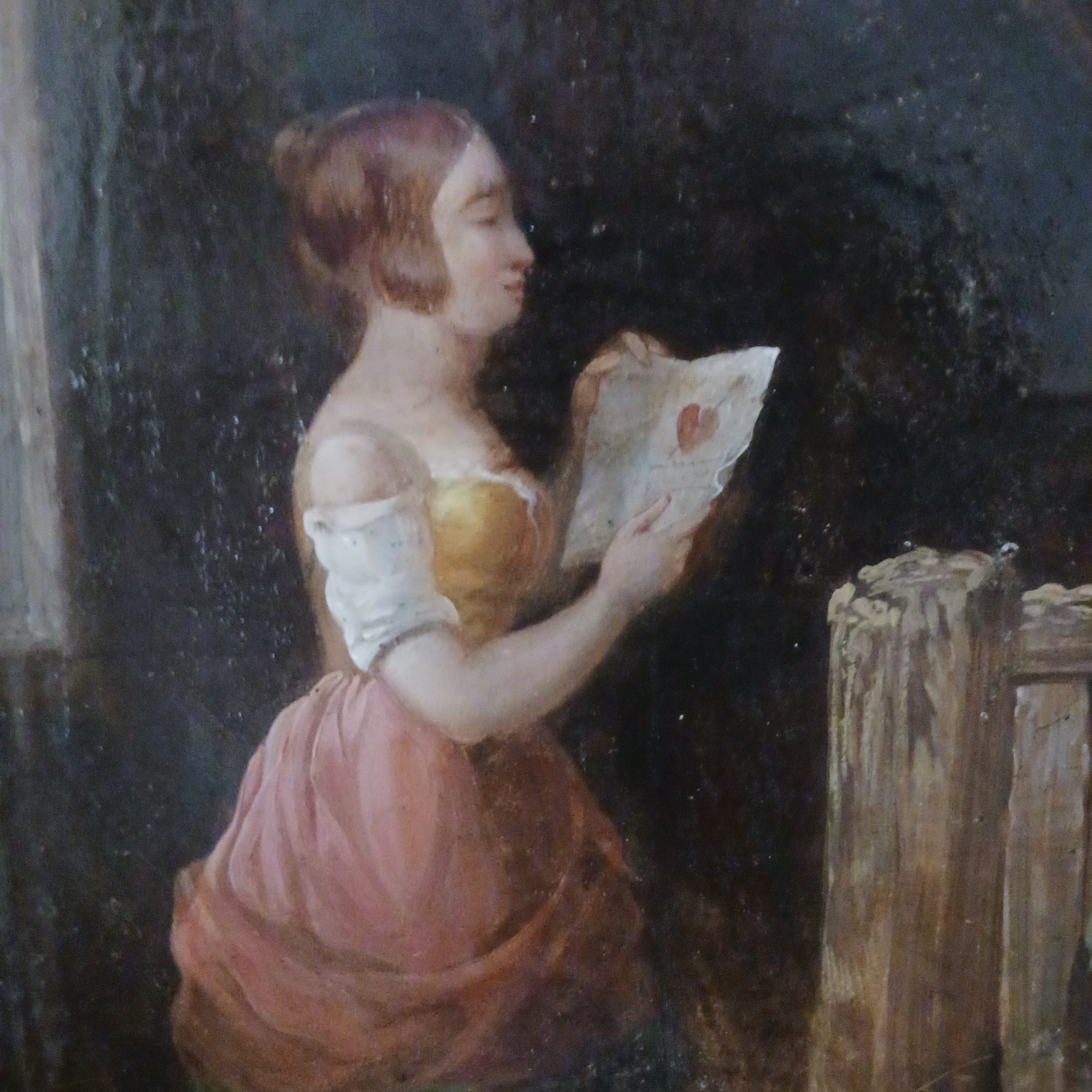 The Valentine - 19th Century Oil on Metal Plate - Americana