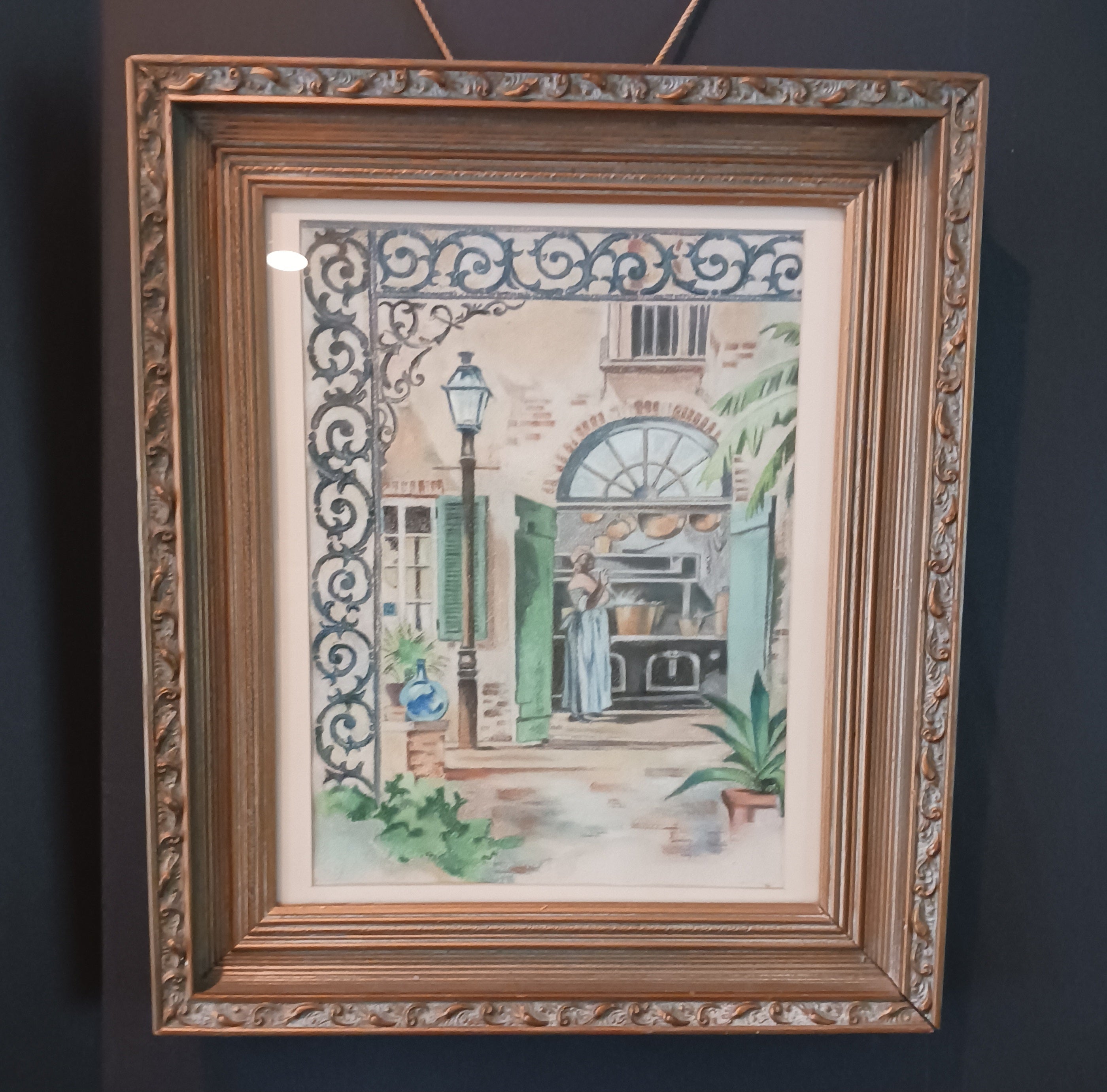 New Orleans Kitchen - Hand Painted in Gouache, Signed Don Fritchey, 1968