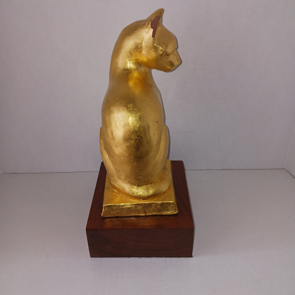 Golden Cat - Ceramic with Gold Leaf by Paul Rigby Stratford NJ Artist c. 2002