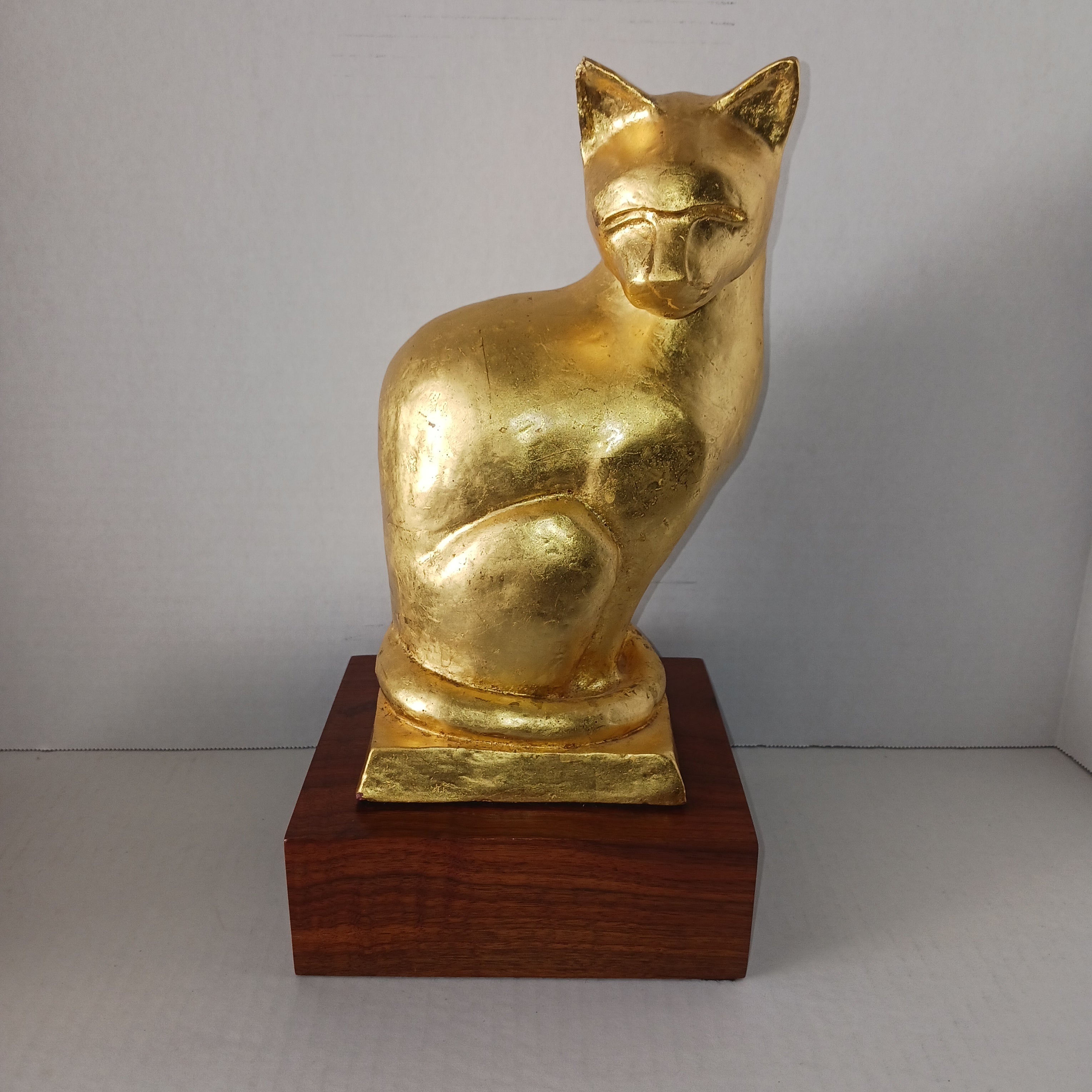 Golden Cat - Ceramic with Gold Leaf by Paul Rigby Stratford NJ Artist c. 2002