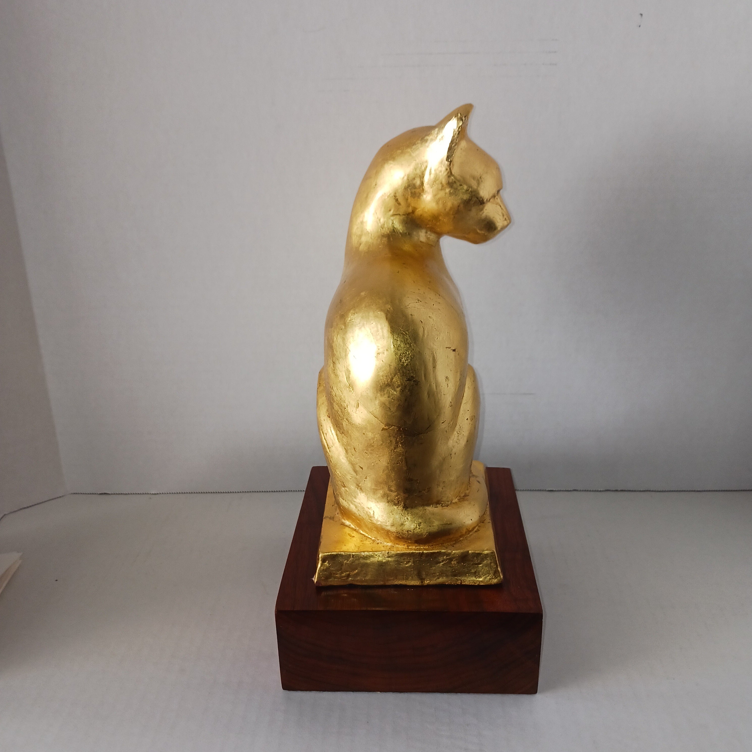 Golden Cat - Ceramic with Gold Leaf by Paul Rigby Stratford NJ Artist c. 2002