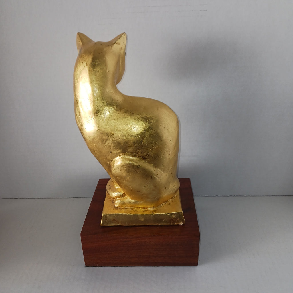 Golden Cat - Ceramic with Gold Leaf by Paul Rigby Stratford NJ Artist c. 2002