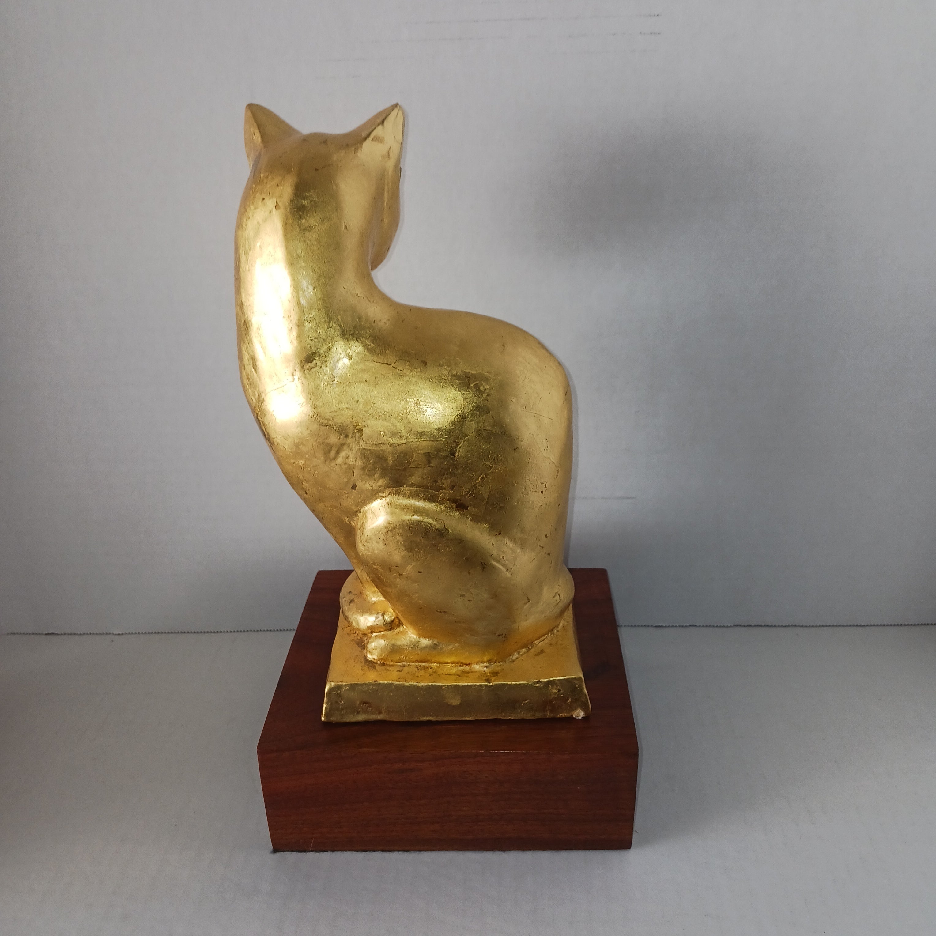 Golden Cat - Ceramic with Gold Leaf by Paul Rigby Stratford NJ Artist c. 2002