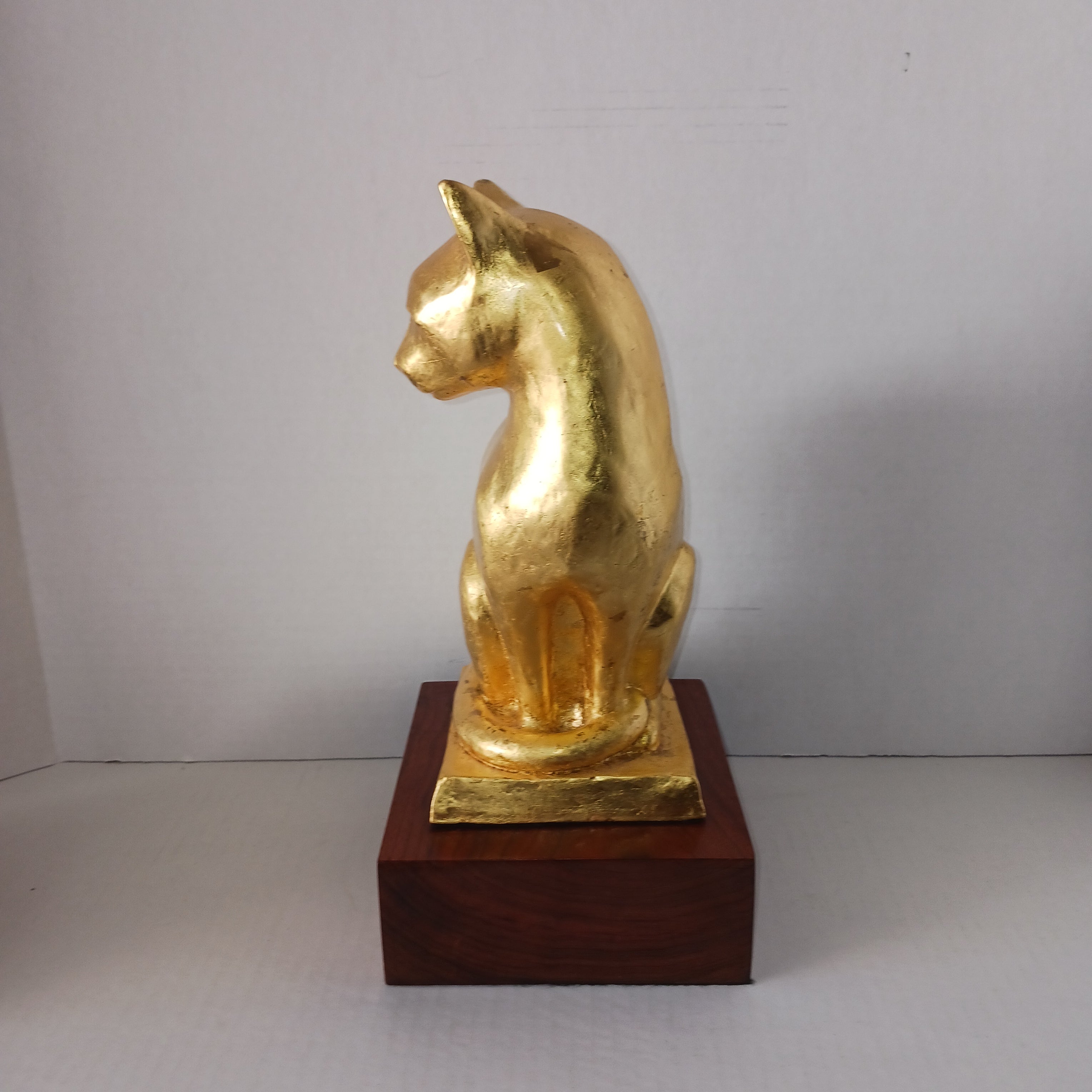 Golden Cat - Ceramic with Gold Leaf by Paul Rigby Stratford NJ Artist c. 2002