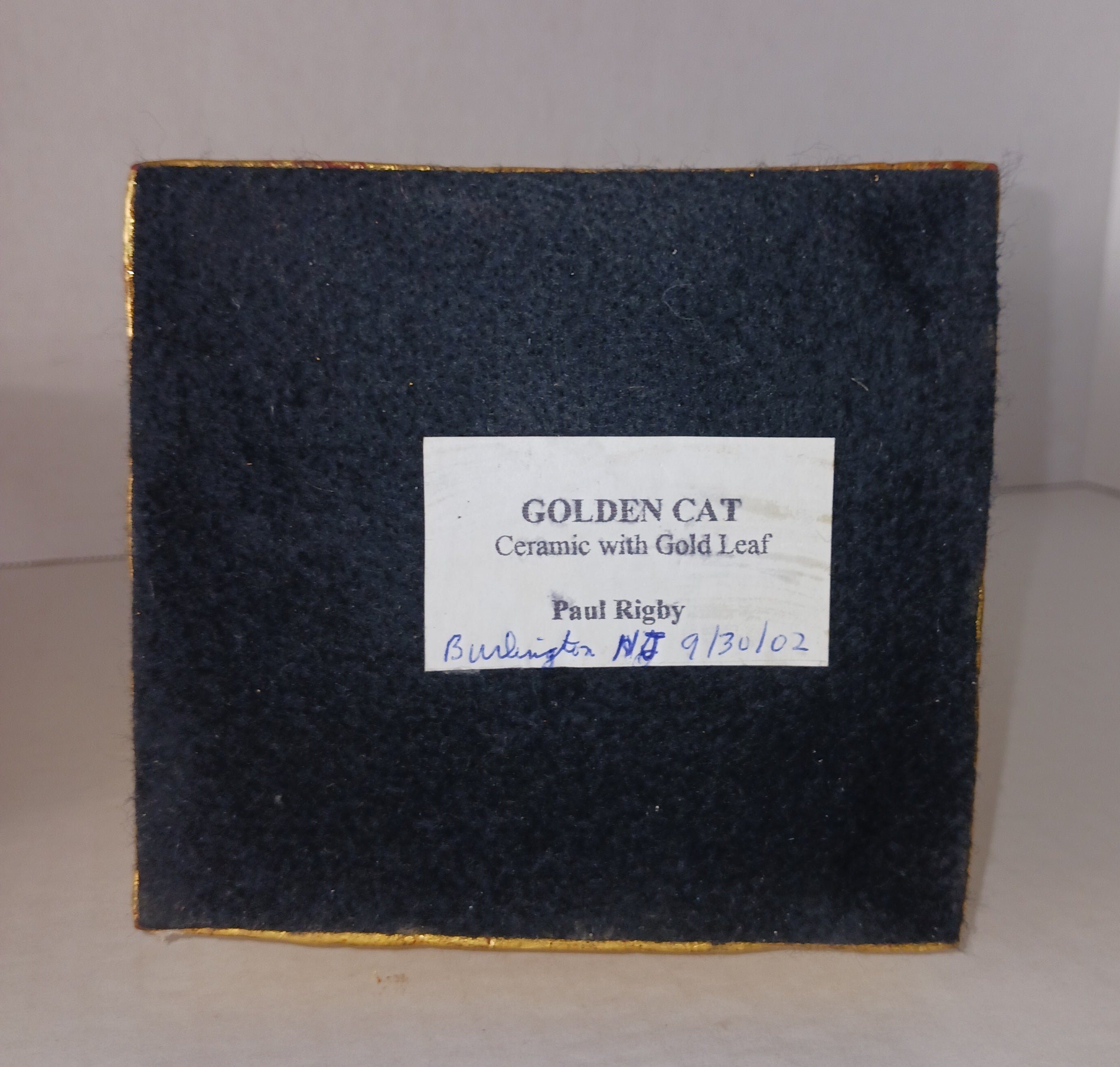 Golden Cat - Ceramic with Gold Leaf by Paul Rigby Stratford NJ Artist c. 2002