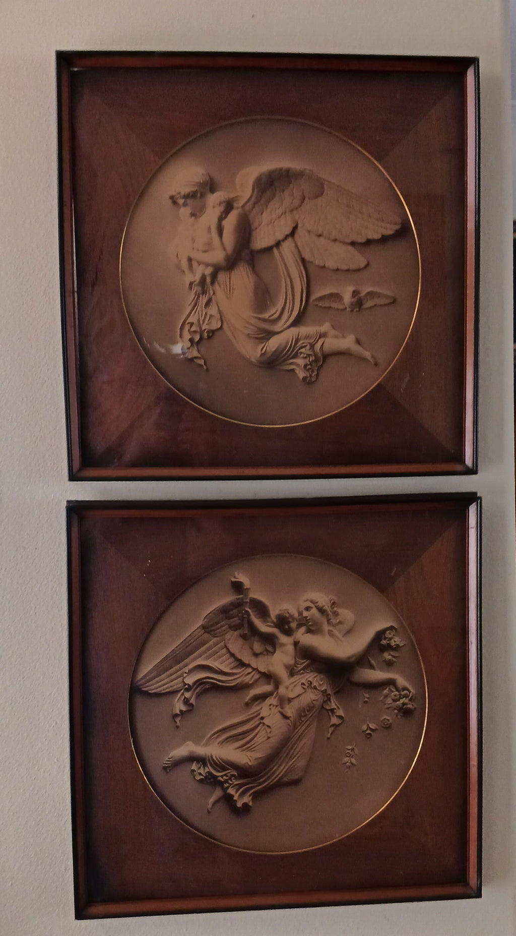 Thorvaldsen - Day and Night - Fine Lithographs in Magnificent Walnut Frames 1897