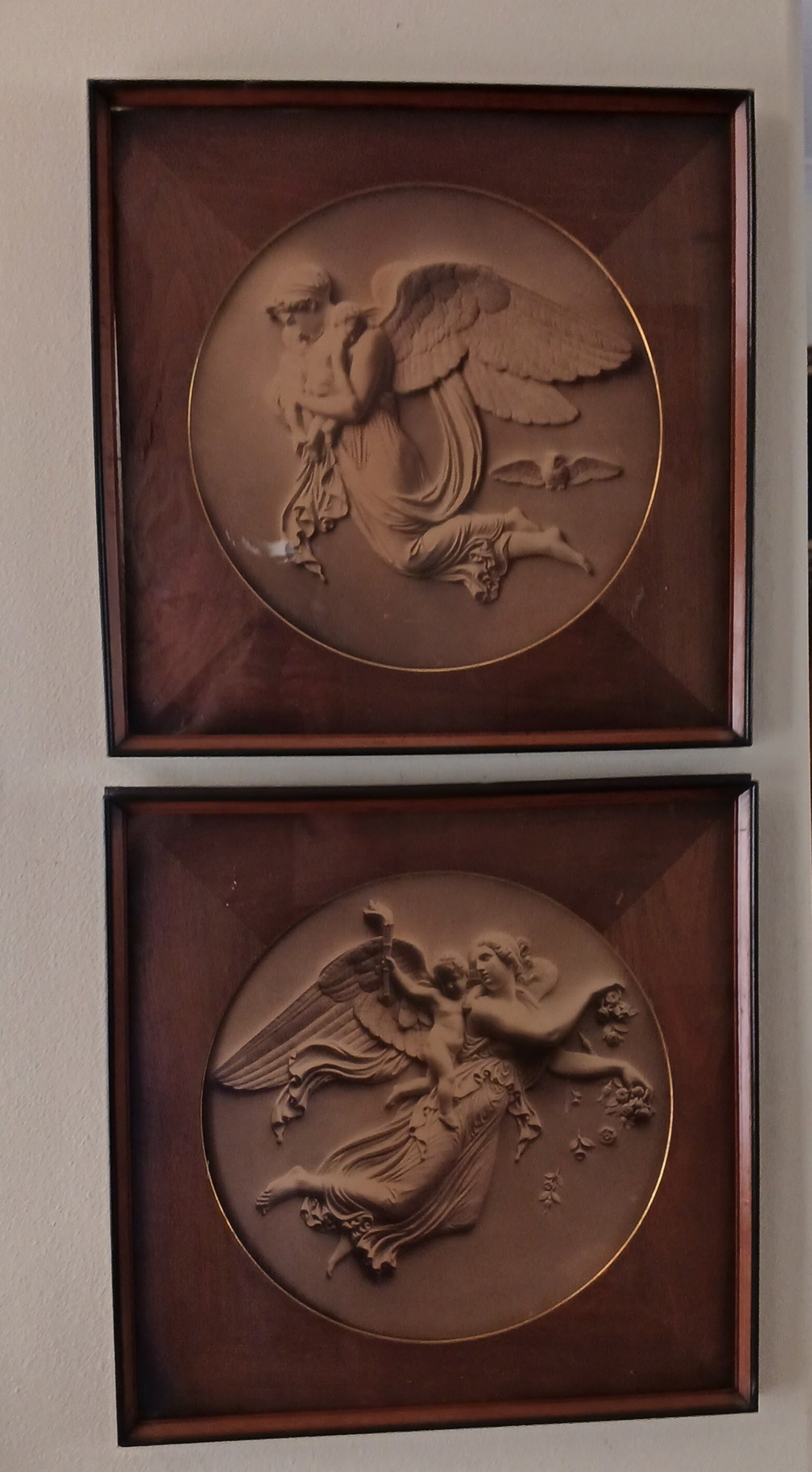 Thorvaldsen - Day and Night - Fine Lithographs in Magnificent Walnut Frames 1897