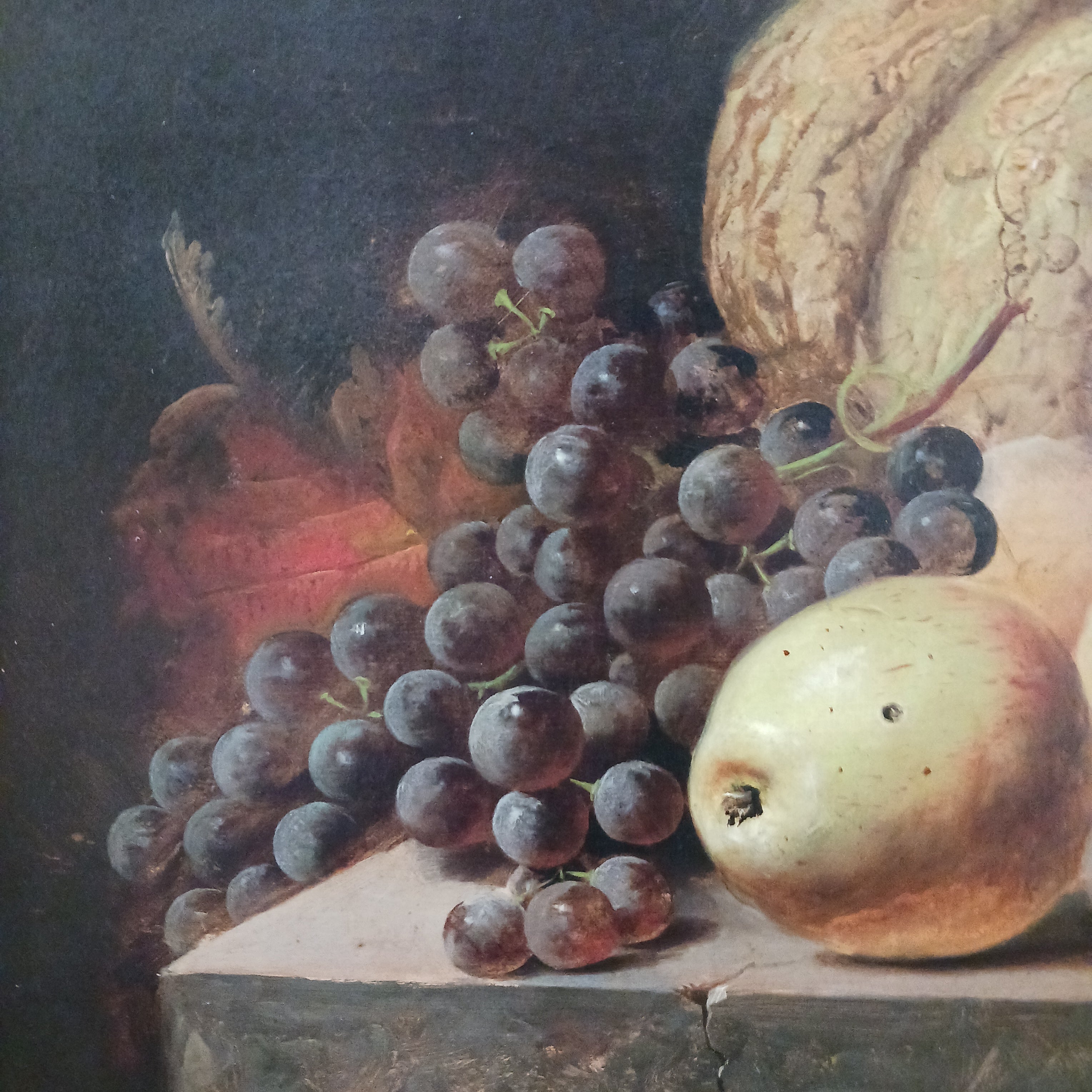 Mid-19th C. Still Life - Basket with Fruit - by British Artist James Poulton
