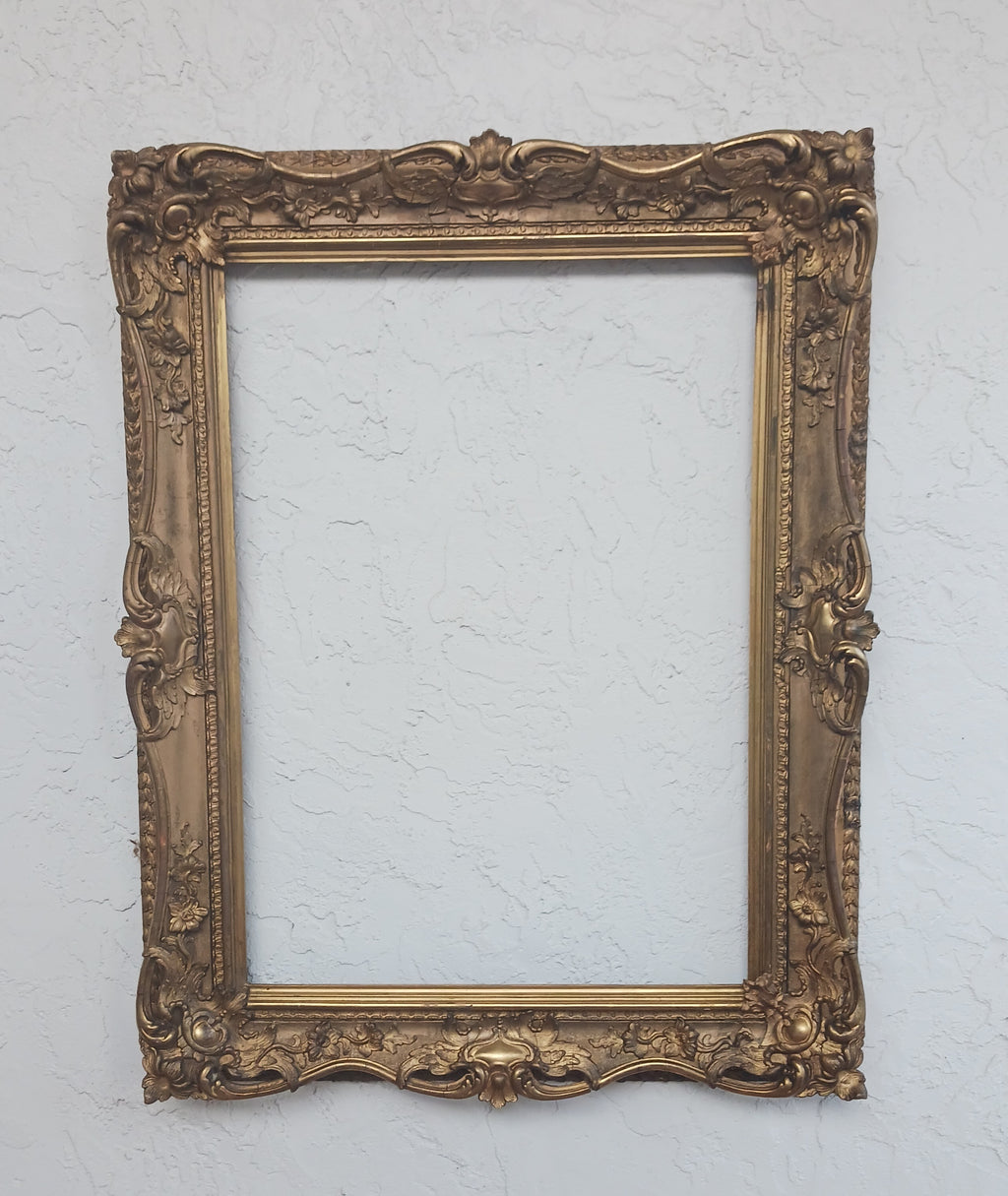 Large Antique Picture Frame with Openwork Ornament for 27 1/4" x 37 3/4" Artwork