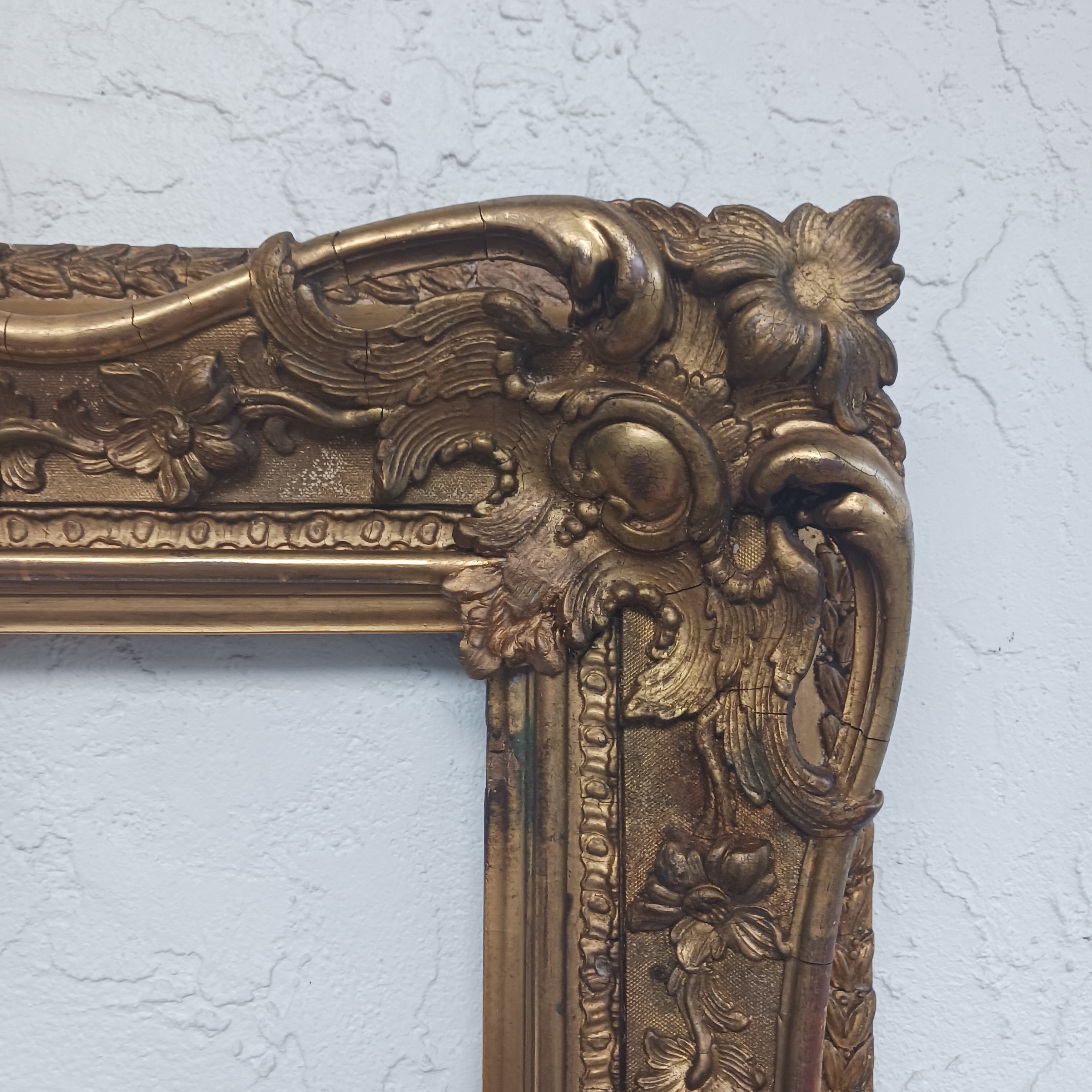 Large Antique Picture Frame with Openwork Ornament for 27 1/4" x 37 3/4" Artwork