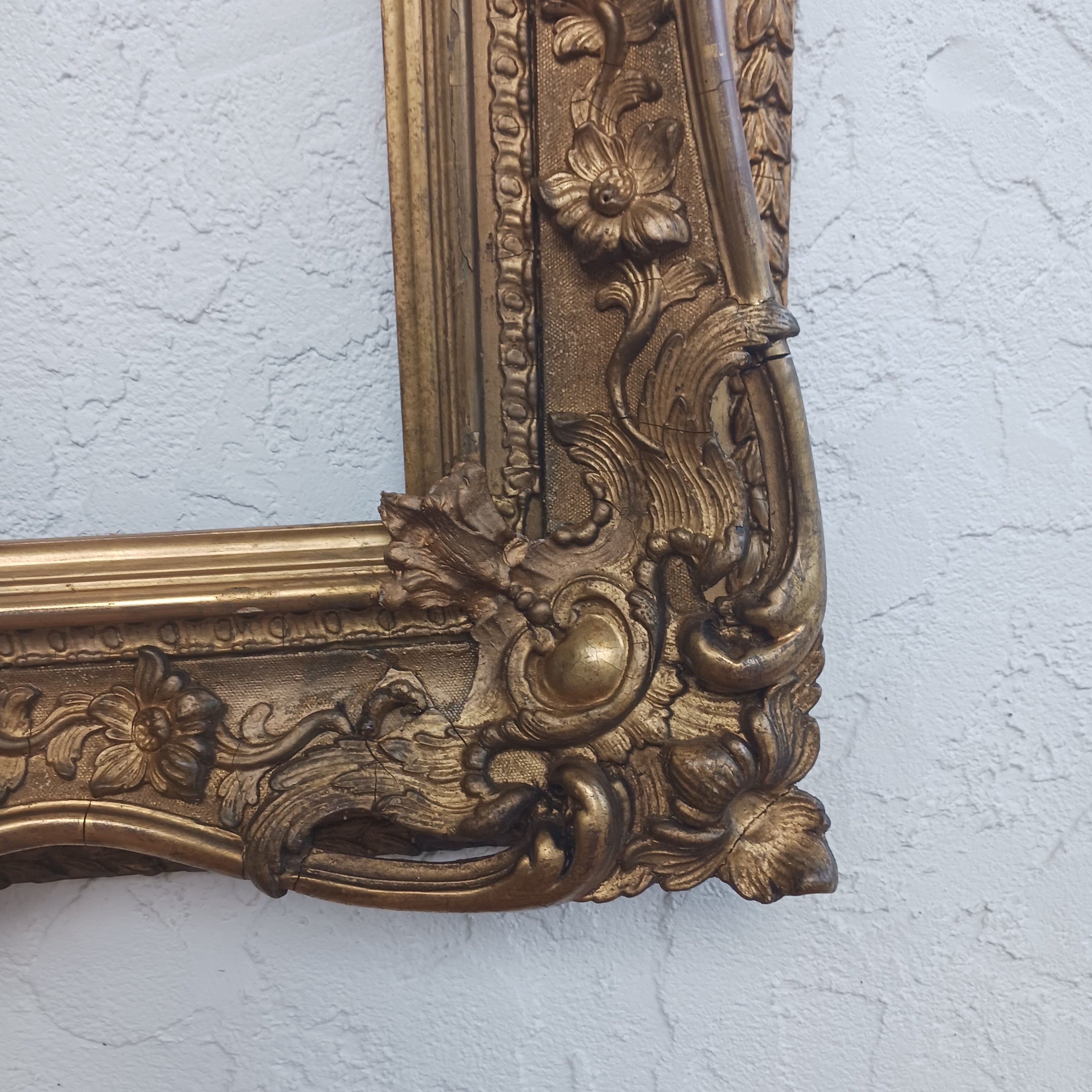 Large Antique Picture Frame with Openwork Ornament for 27 1/4" x 37 3/4" Artwork