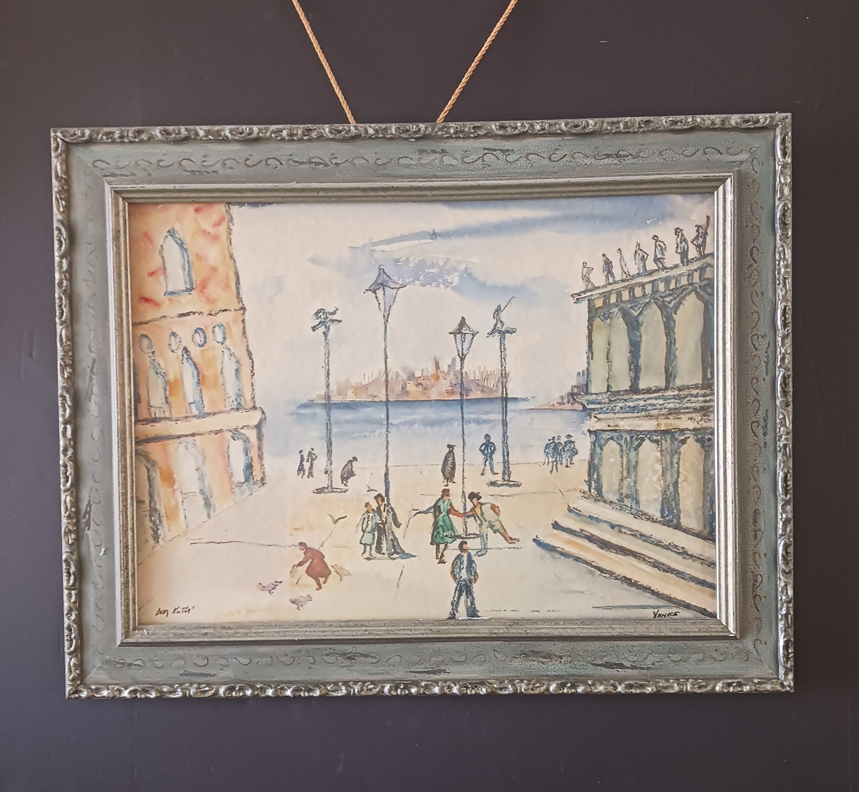 St. Mark's Square, Venice 1950s Watercolor by Betty Kathe