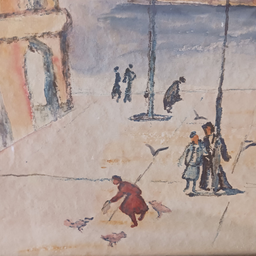 St. Mark's Square, Venice 1950s Watercolor by Betty Kathe