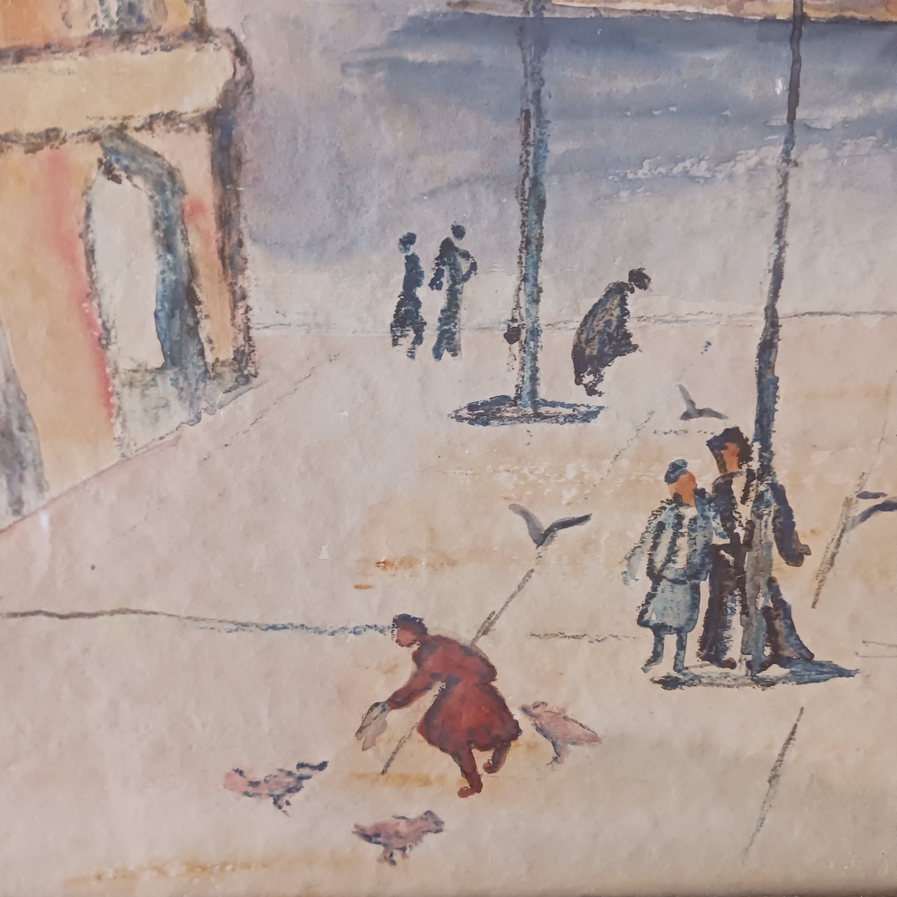 St. Mark's Square, Venice 1950s Watercolor by Betty Kathe