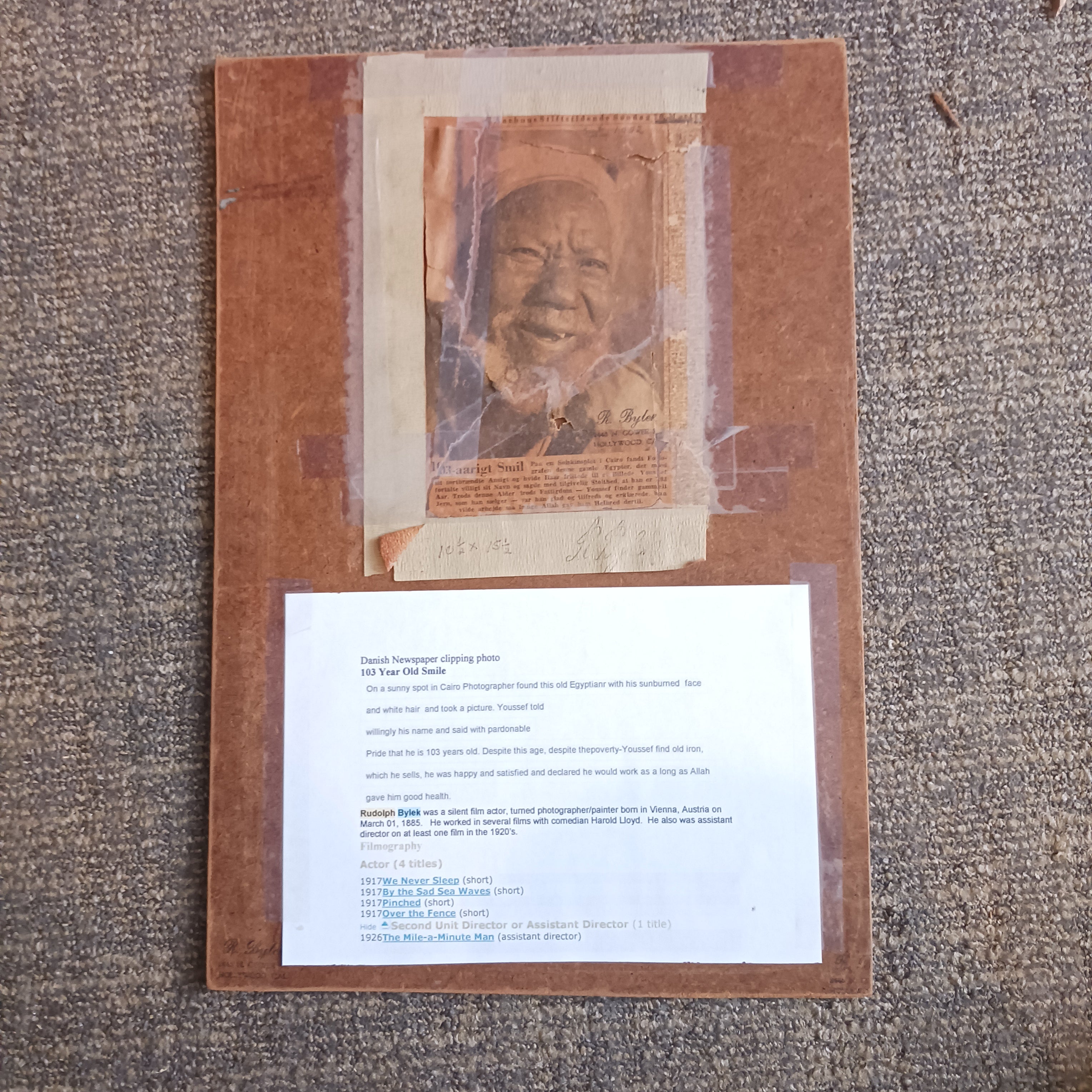 103-Year-Old Smile 1952 Oil by Rudolph Bylek, Silent Film Star turned Artist