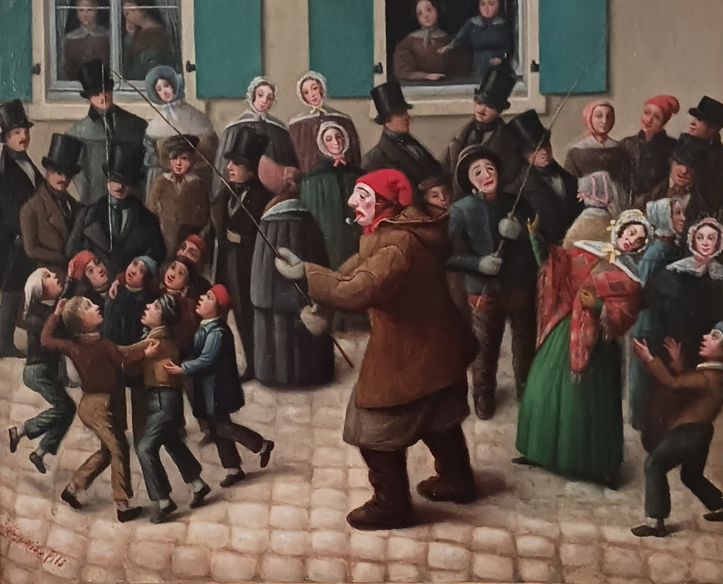 19th Century "Le Jour Du Carnaval" by Muenier Fils French Realist Oil Painting
