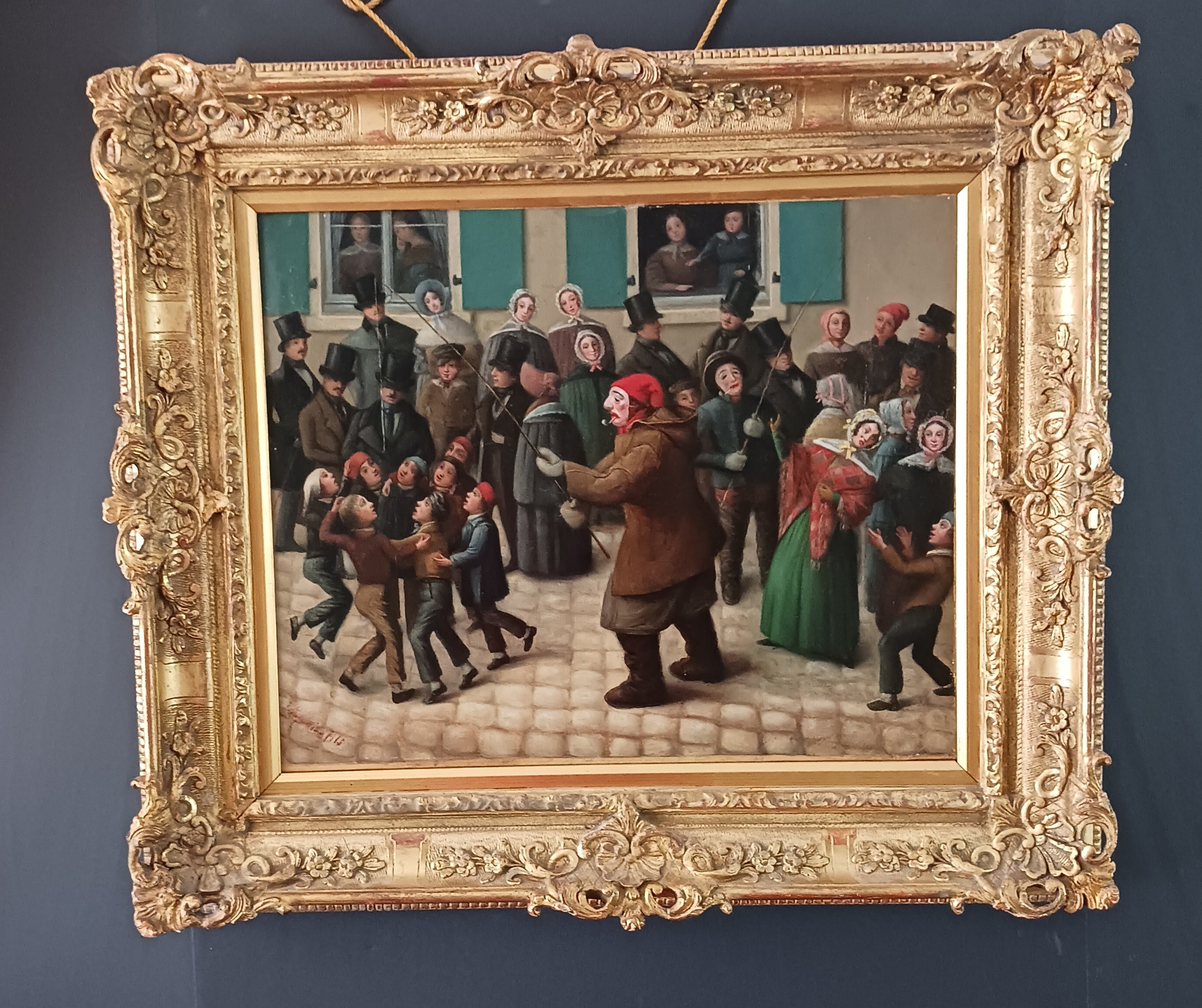 19th Century "Le Jour Du Carnaval" by Muenier Fils French Realist Oil Painting