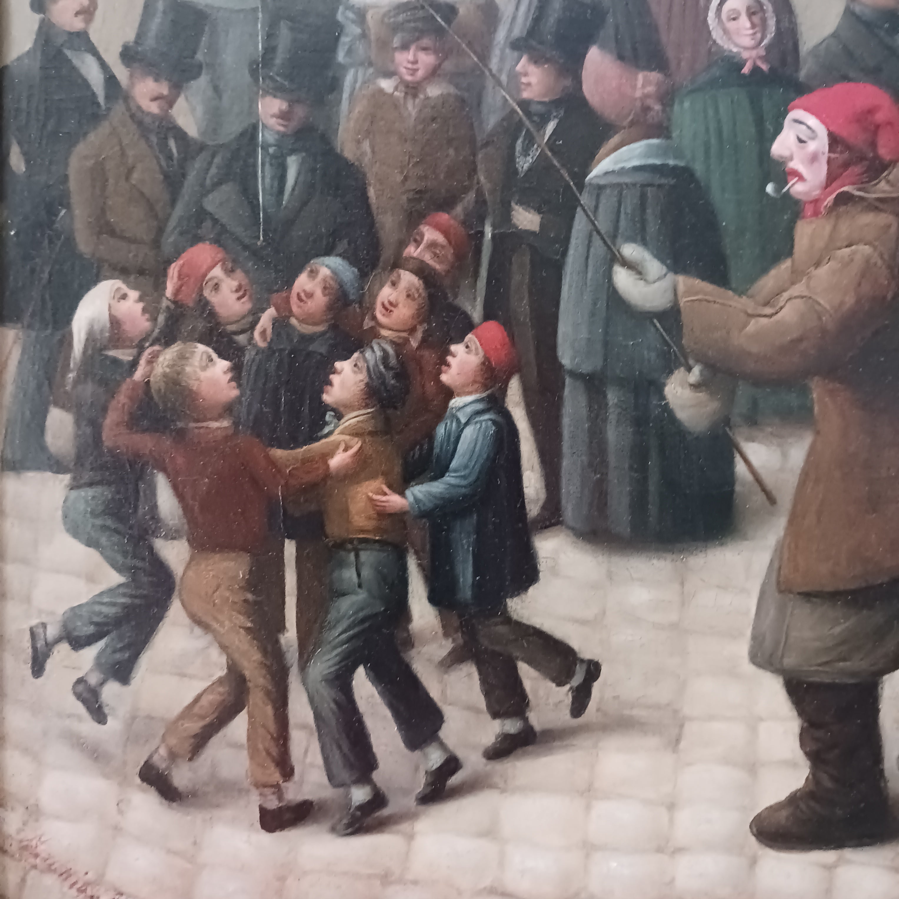 19th Century "Le Jour Du Carnaval" by Muenier Fils French Realist Oil Painting