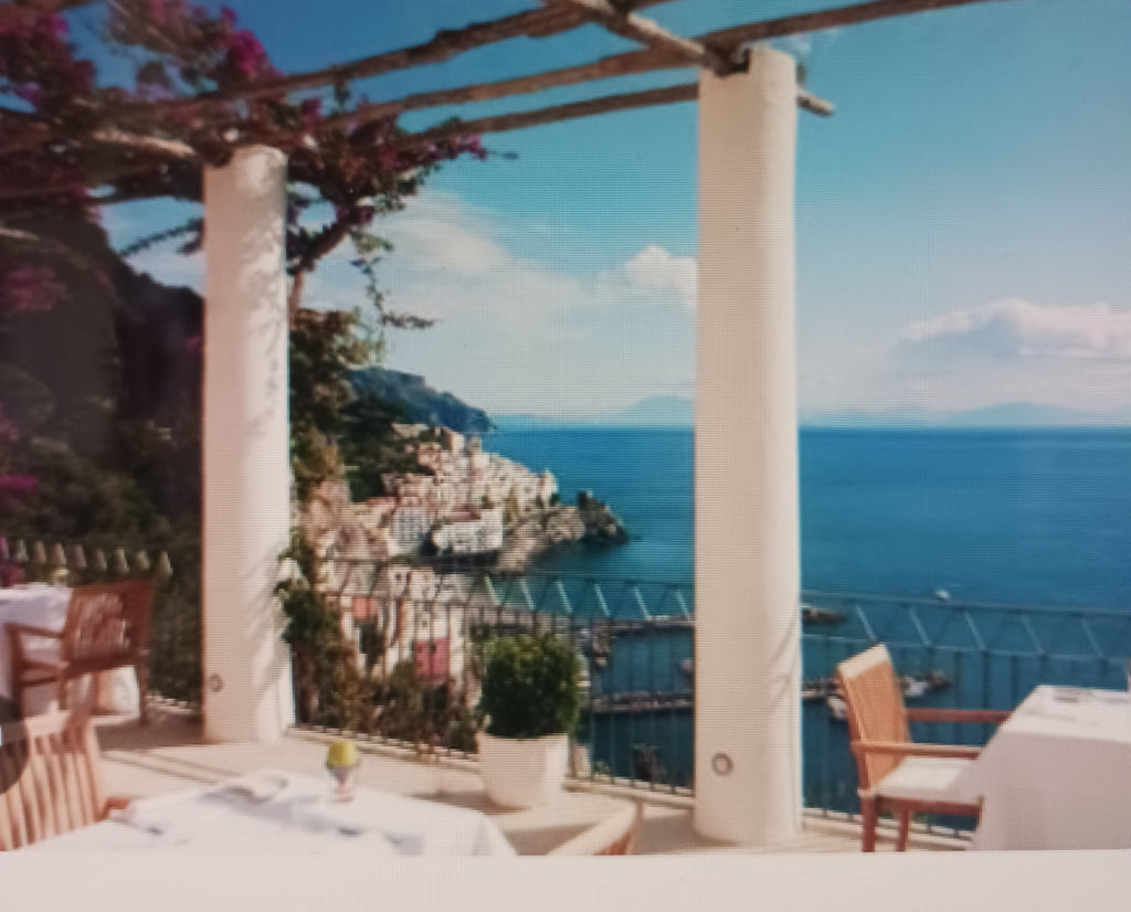 Amalfi Coast Monastery - 1930's Pastel with Memorabilia on the Back!