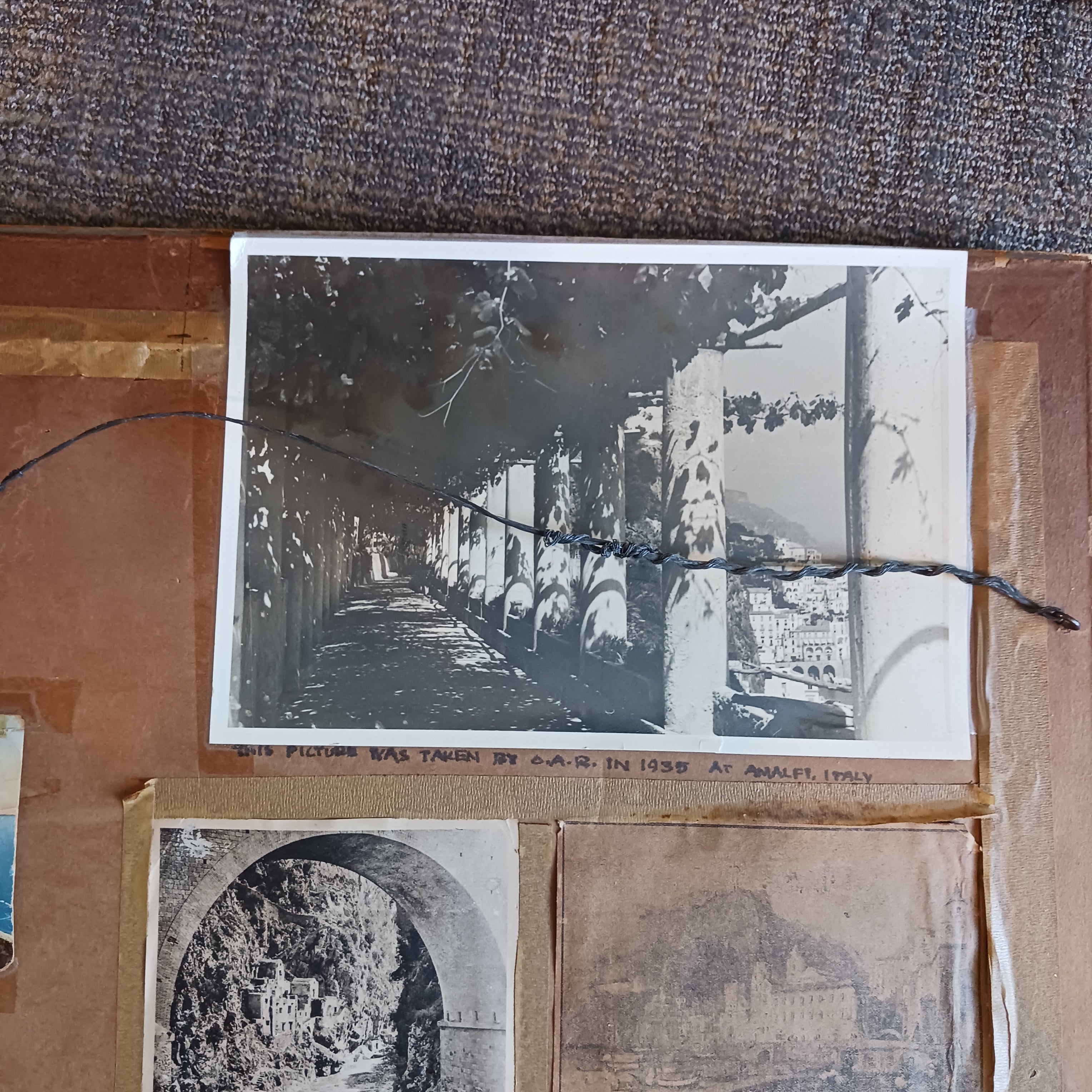 Amalfi Coast Monastery - 1930's Pastel with Memorabilia on the Back!