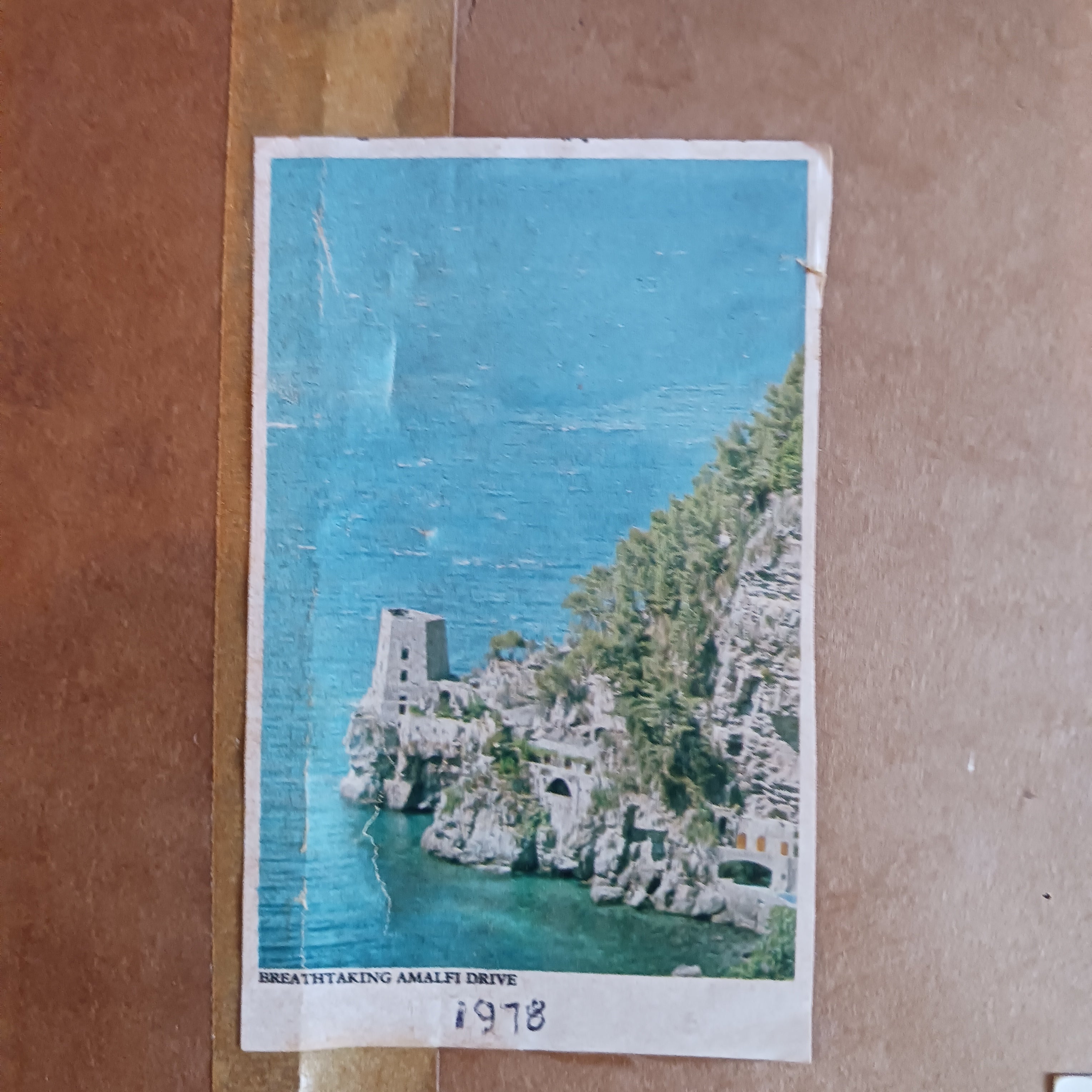 Amalfi Coast Monastery - 1930's Pastel with Memorabilia on the Back!