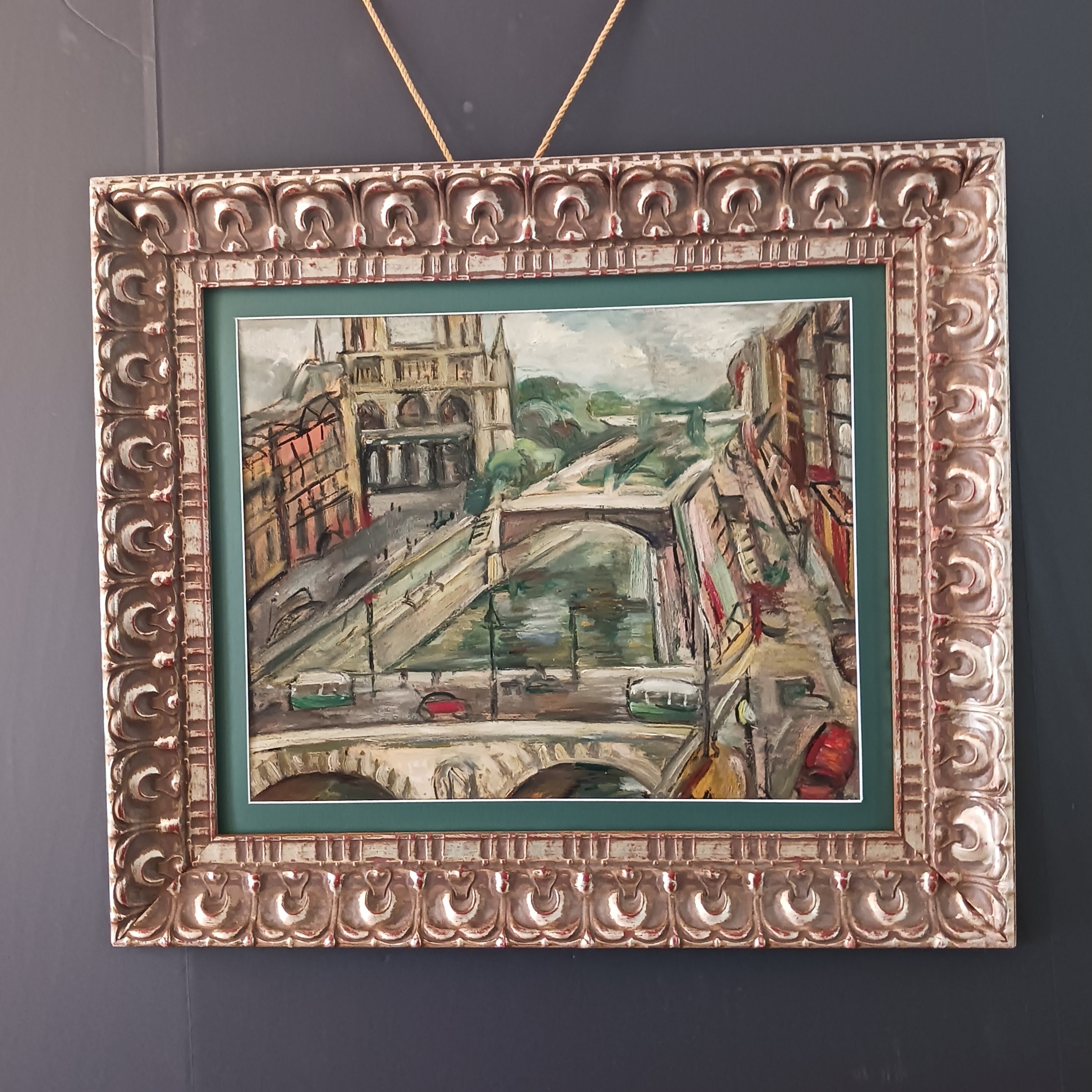 Paris View of Notre Dame oil on Board by Lillian Cotton 1950s Listed Artist