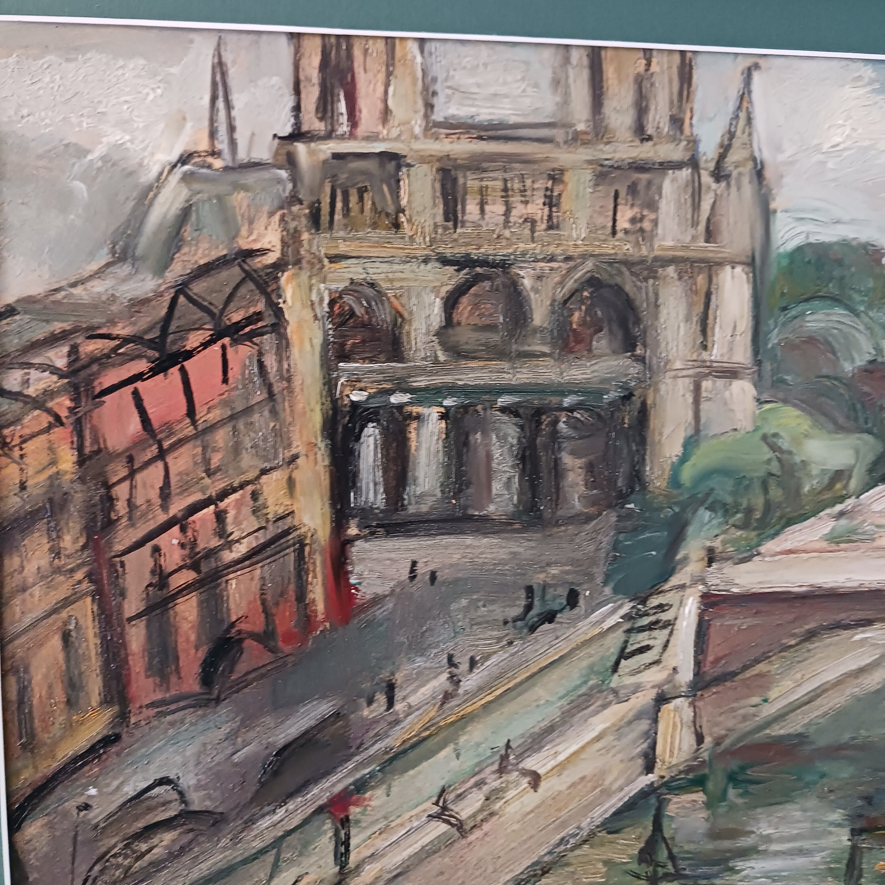 Paris View of Notre Dame oil on Board by Lillian Cotton 1950s Listed Artist