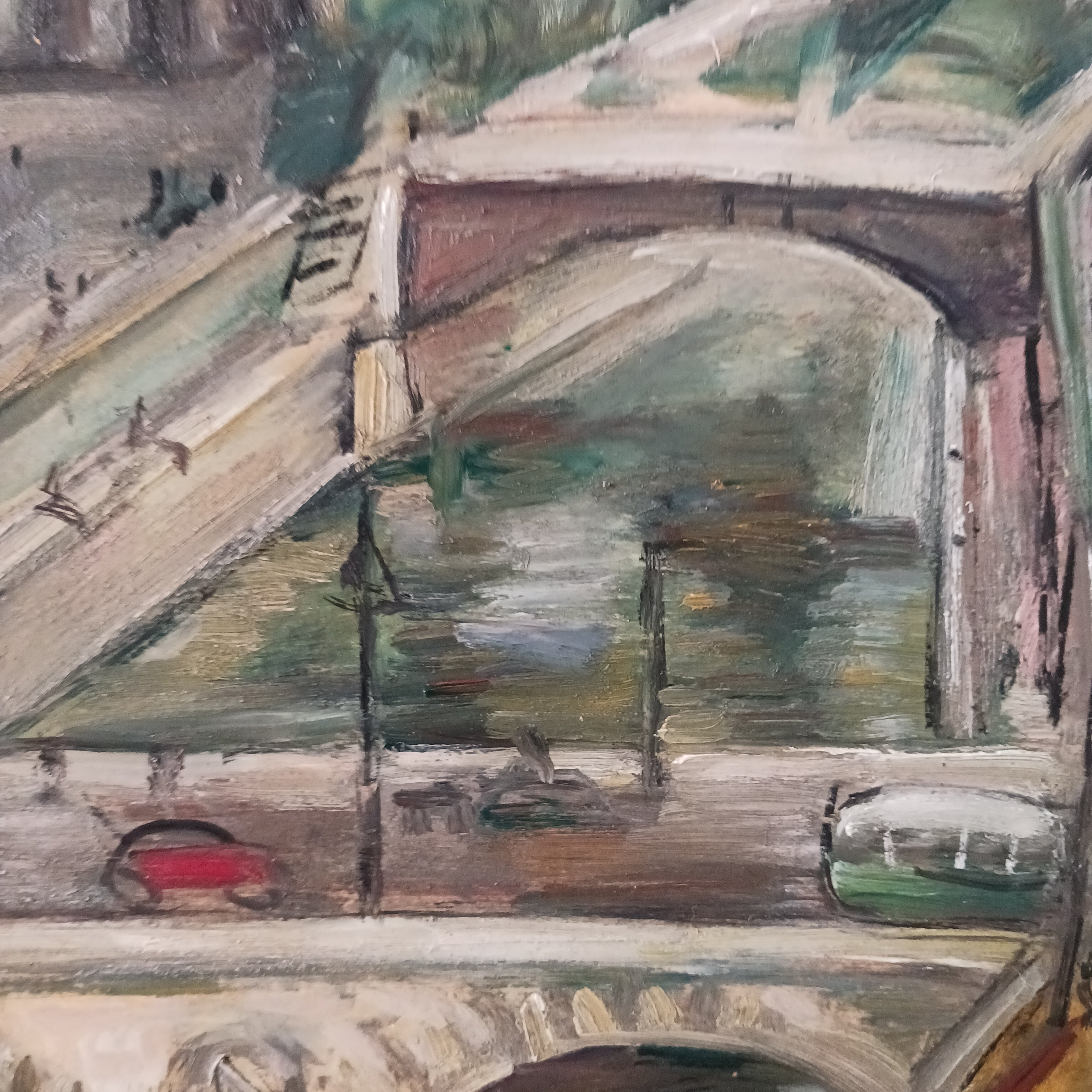 Paris View of Notre Dame oil on Board by Lillian Cotton 1950s Listed Artist