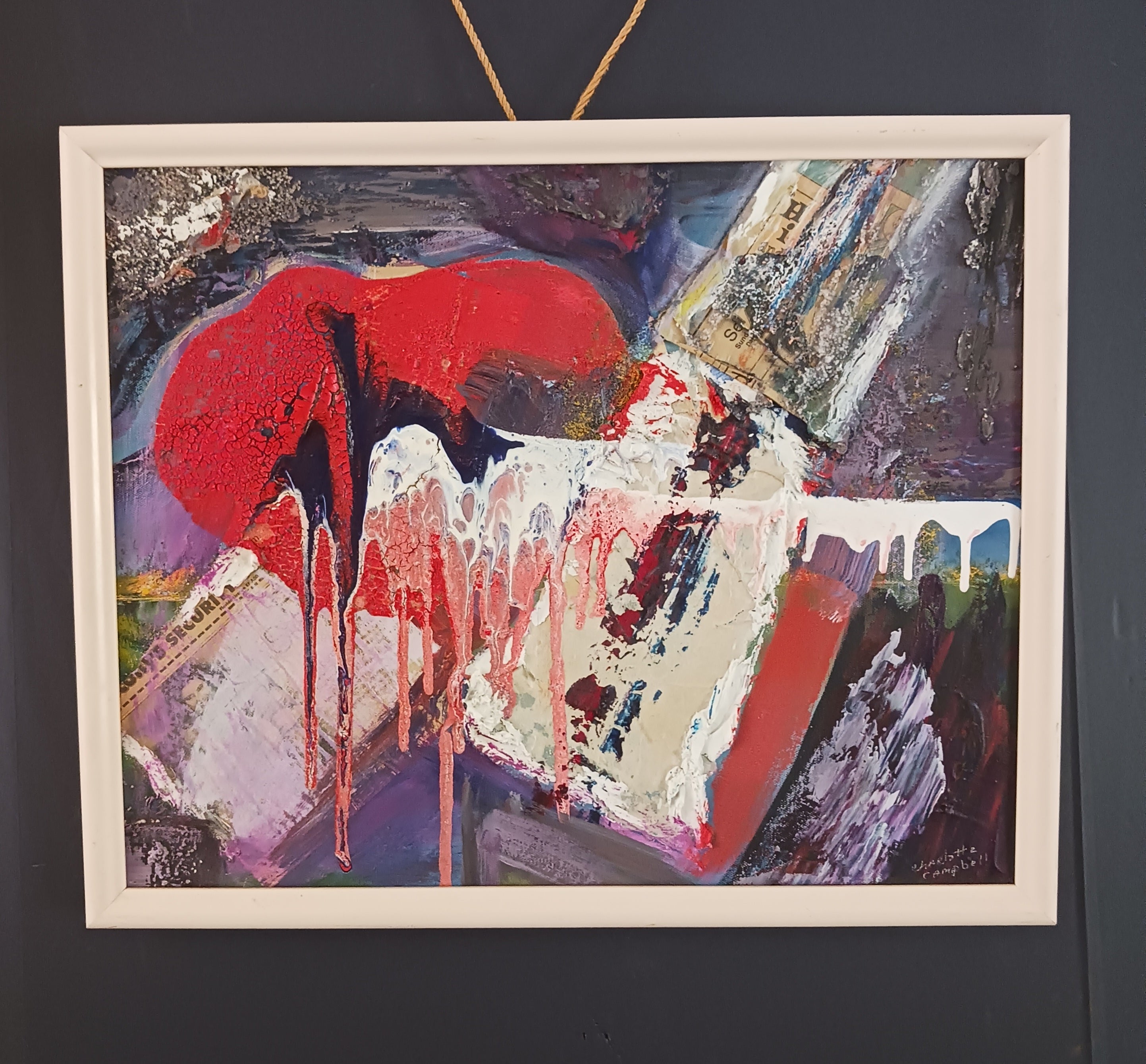 Powerful Mixed Media Painting about September 11 Charlotte May Campbell 2001