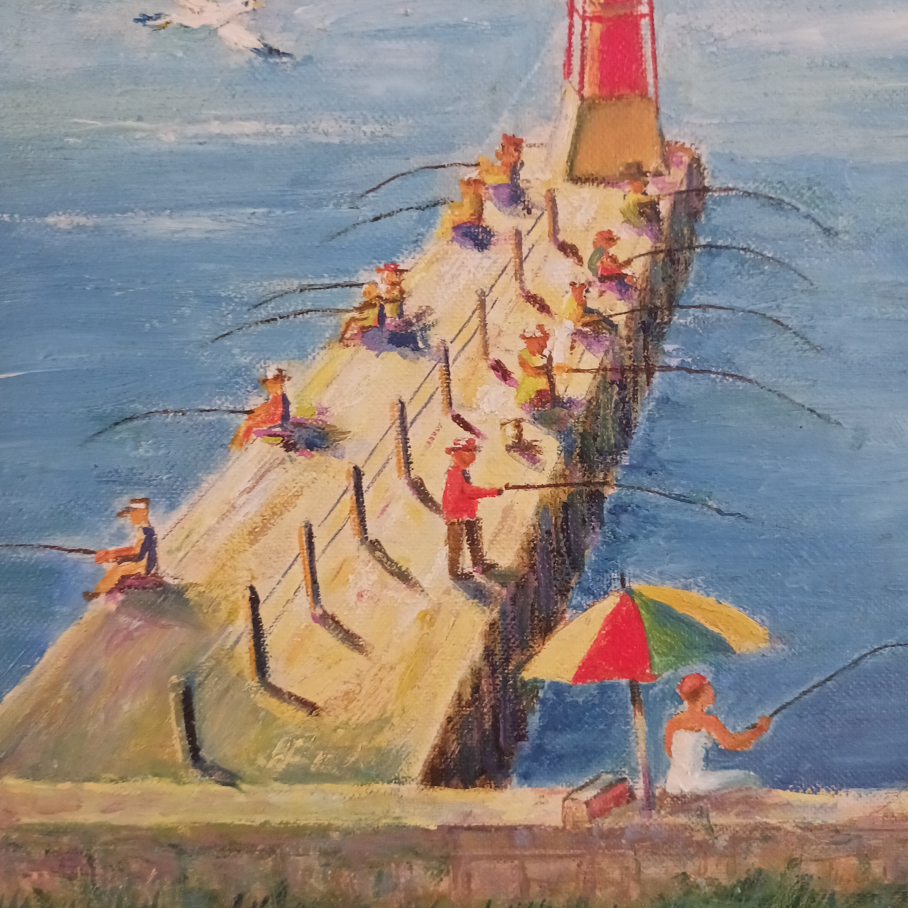Montrose Harbor Chicago, Ill 1966 oil on board by Irene and Charles Austin Hager