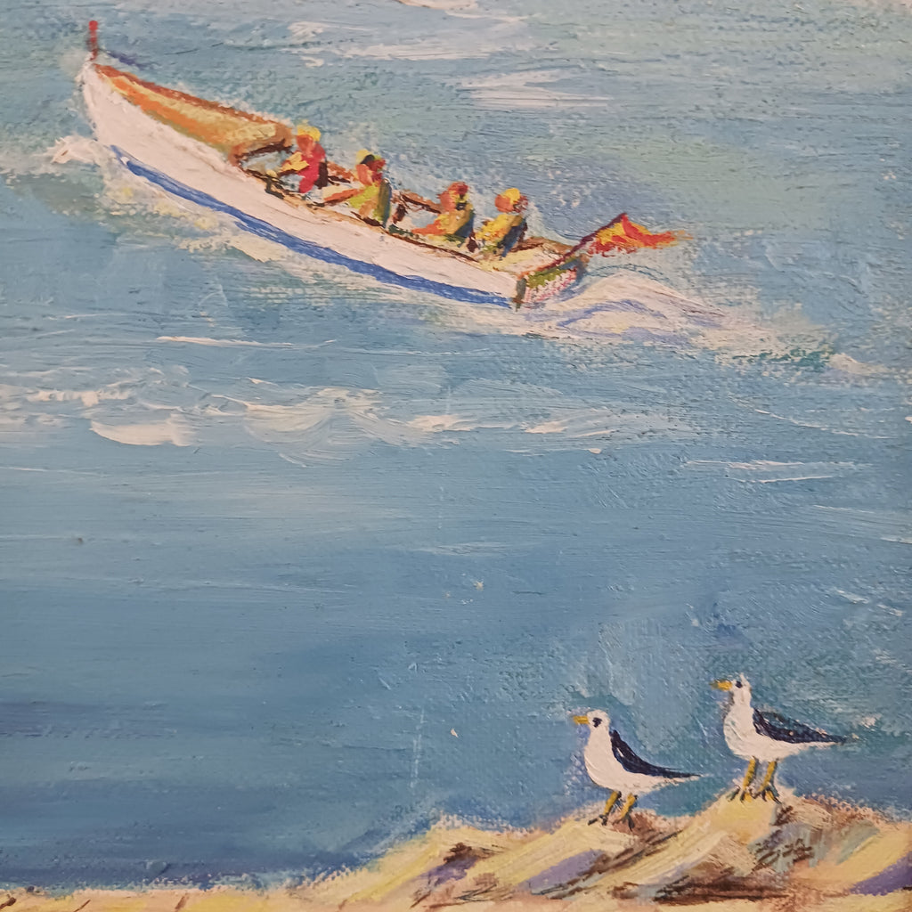 Montrose Harbor Chicago, Ill 1966 oil on board by Irene and Charles Austin Hager