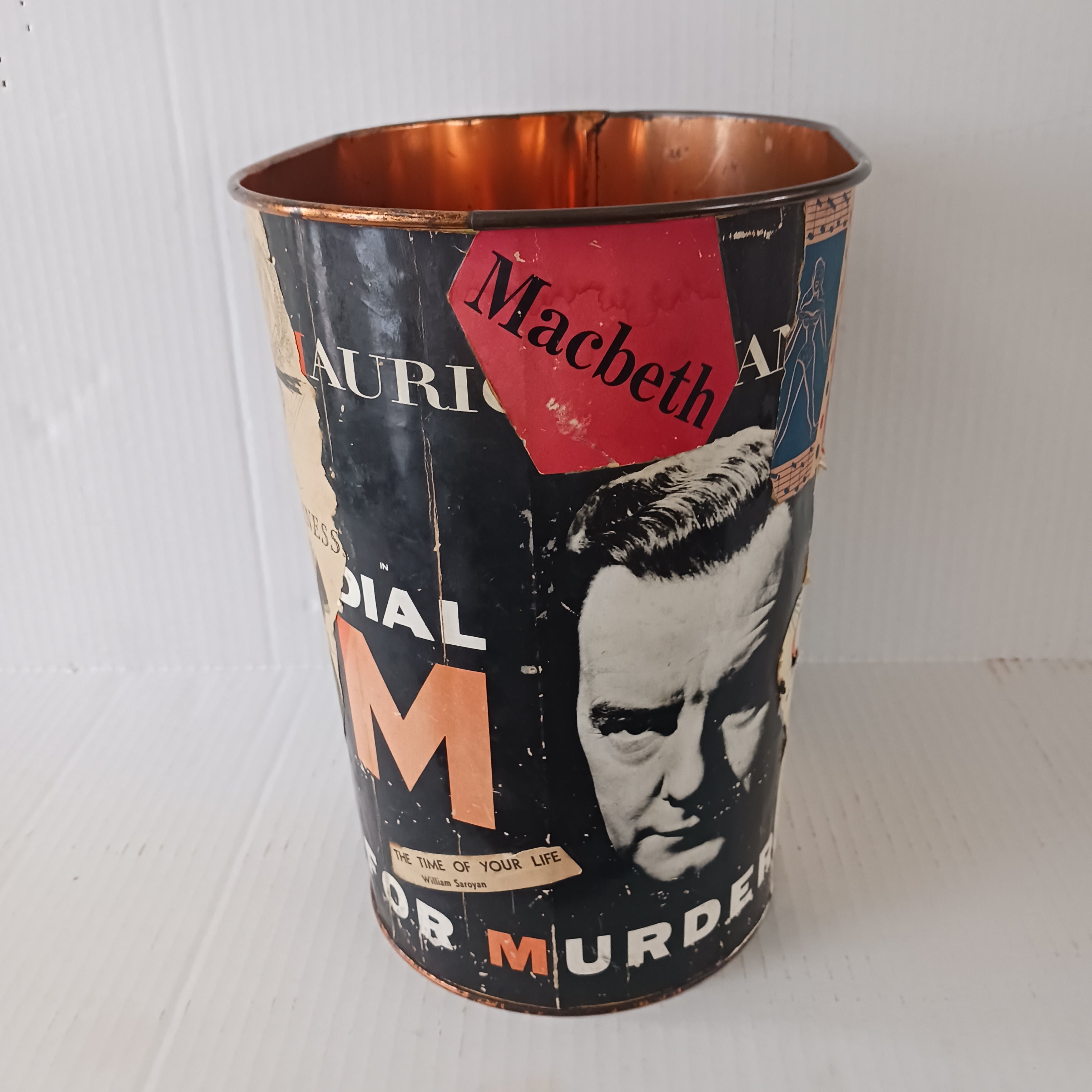 Hand-decorated Decoupage Musical Theater & Stage Drama Themed Wastepaper Basket