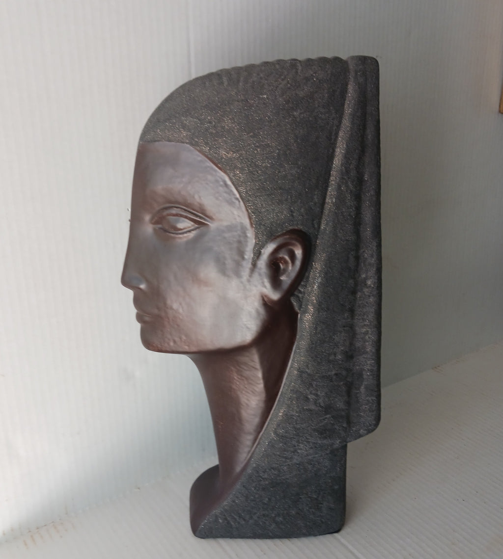 Super Cool Vintage Harris Pottery of Chicago Ceramic Sculpture Egyptian Bust