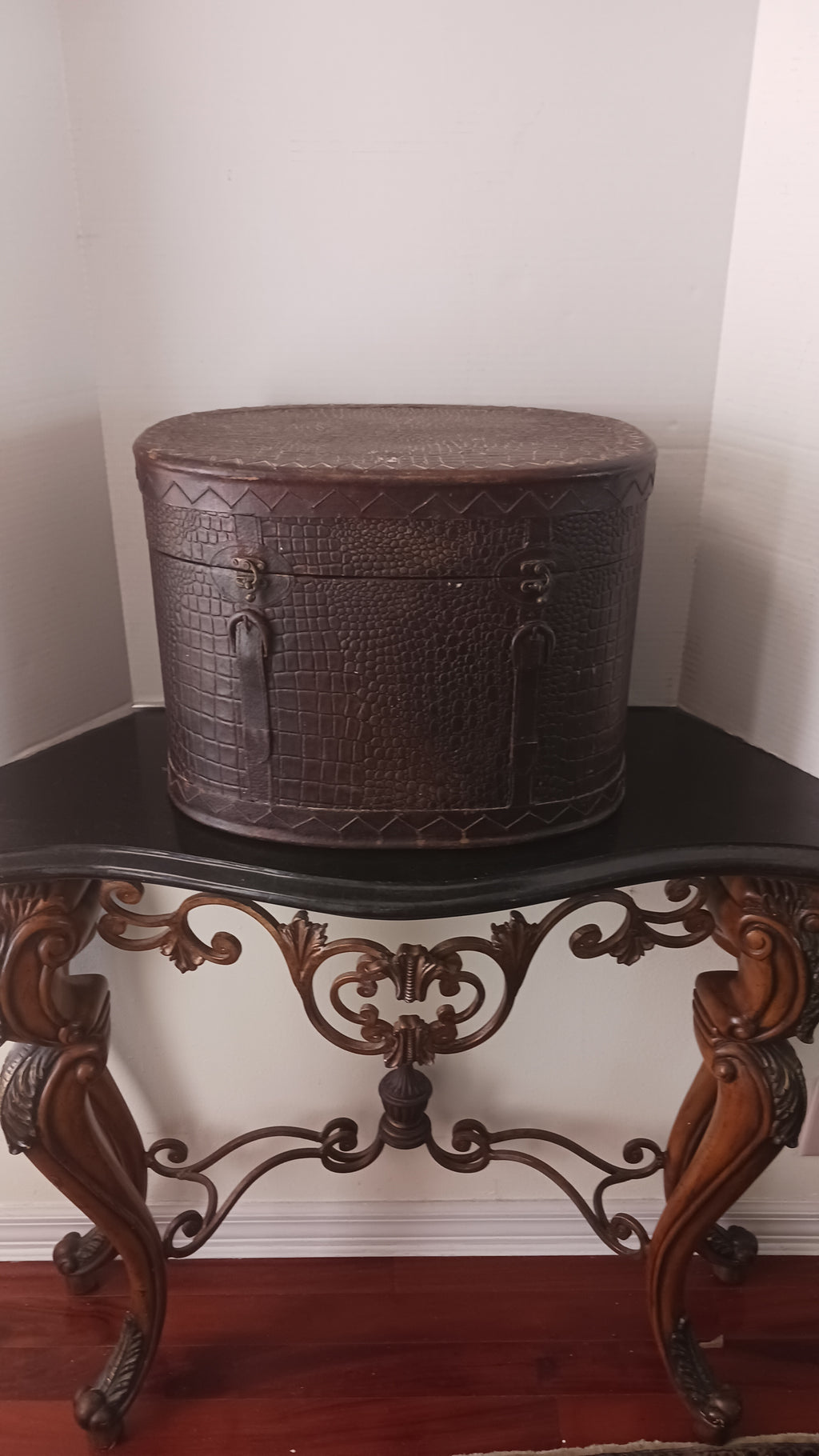 Vintage Snakeskin Style Carved Wood Box