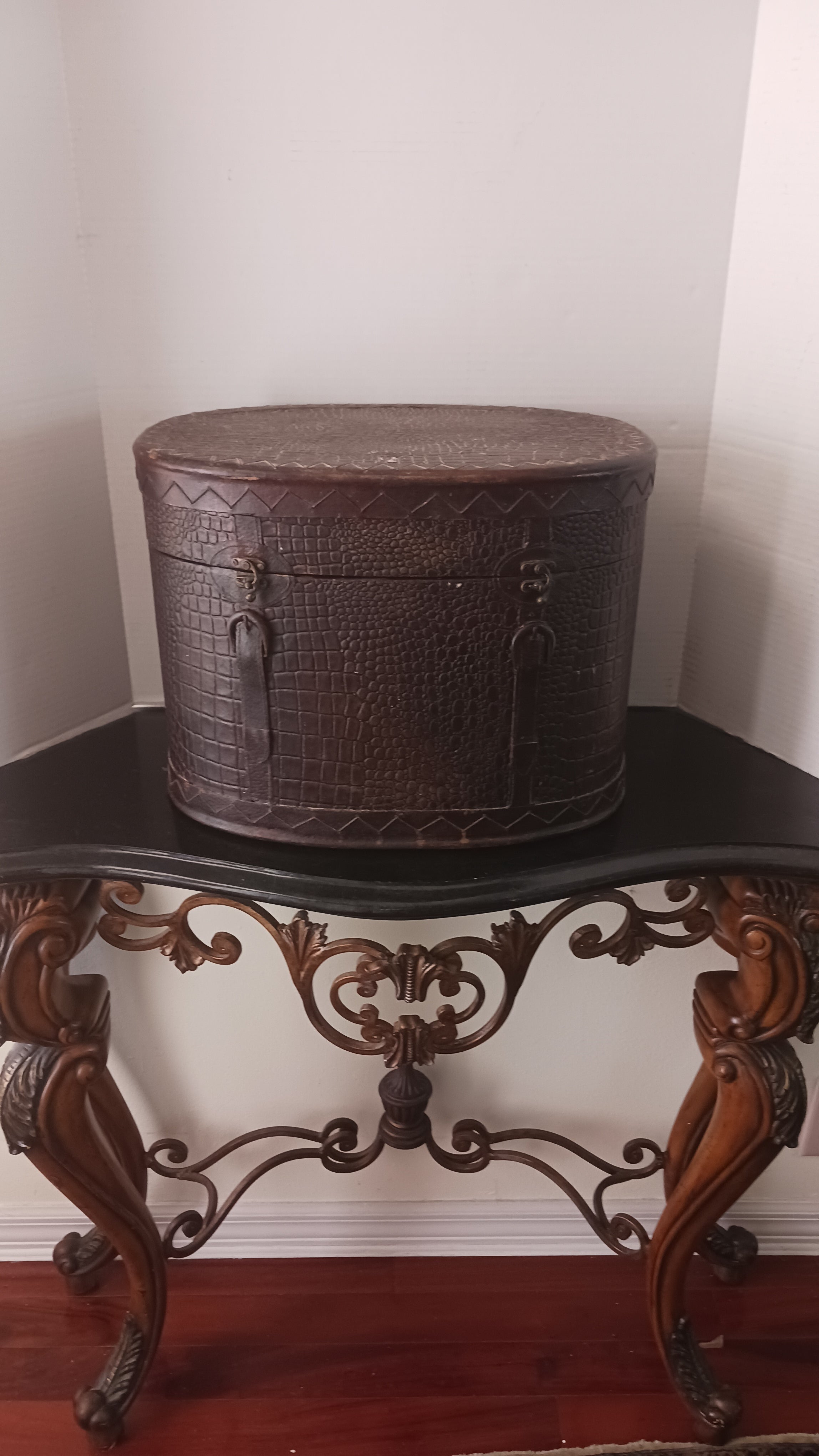 Vintage Snakeskin Style Carved Wood Box