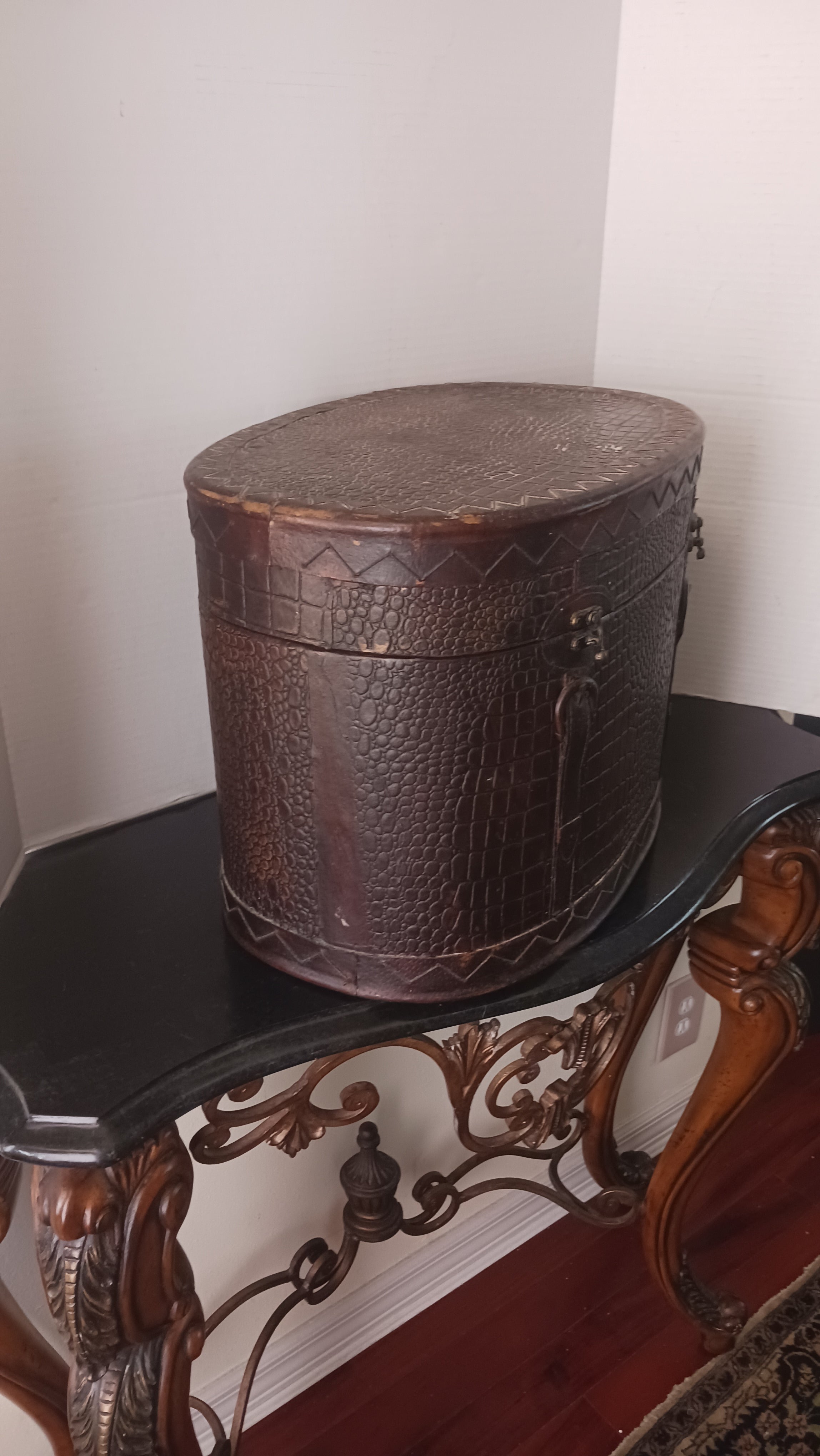Vintage Snakeskin Style Carved Wood Box