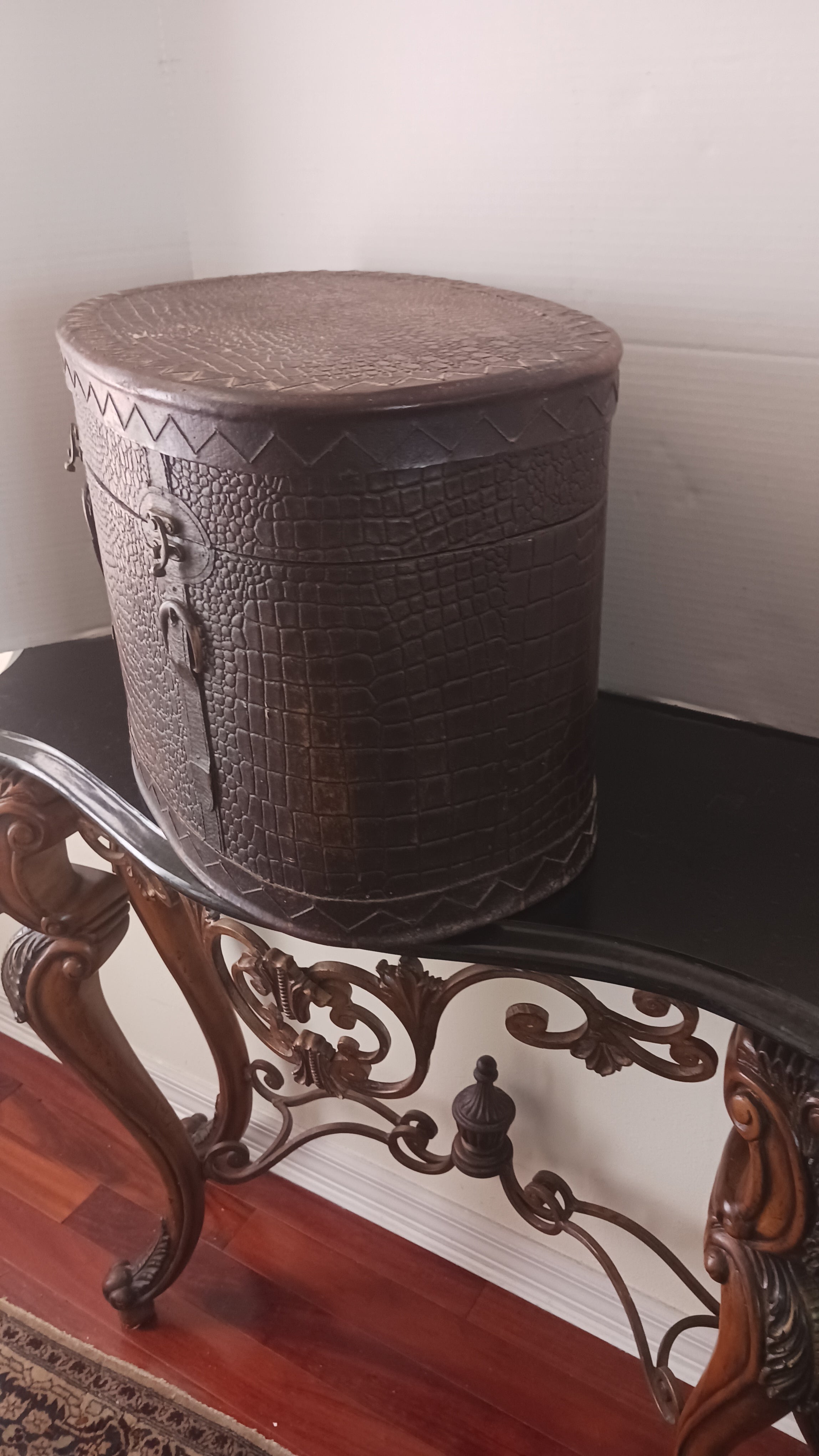 Vintage Snakeskin Style Carved Wood Box