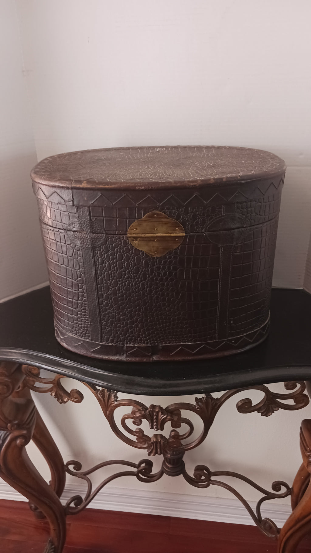 Vintage Snakeskin Style Carved Wood Box