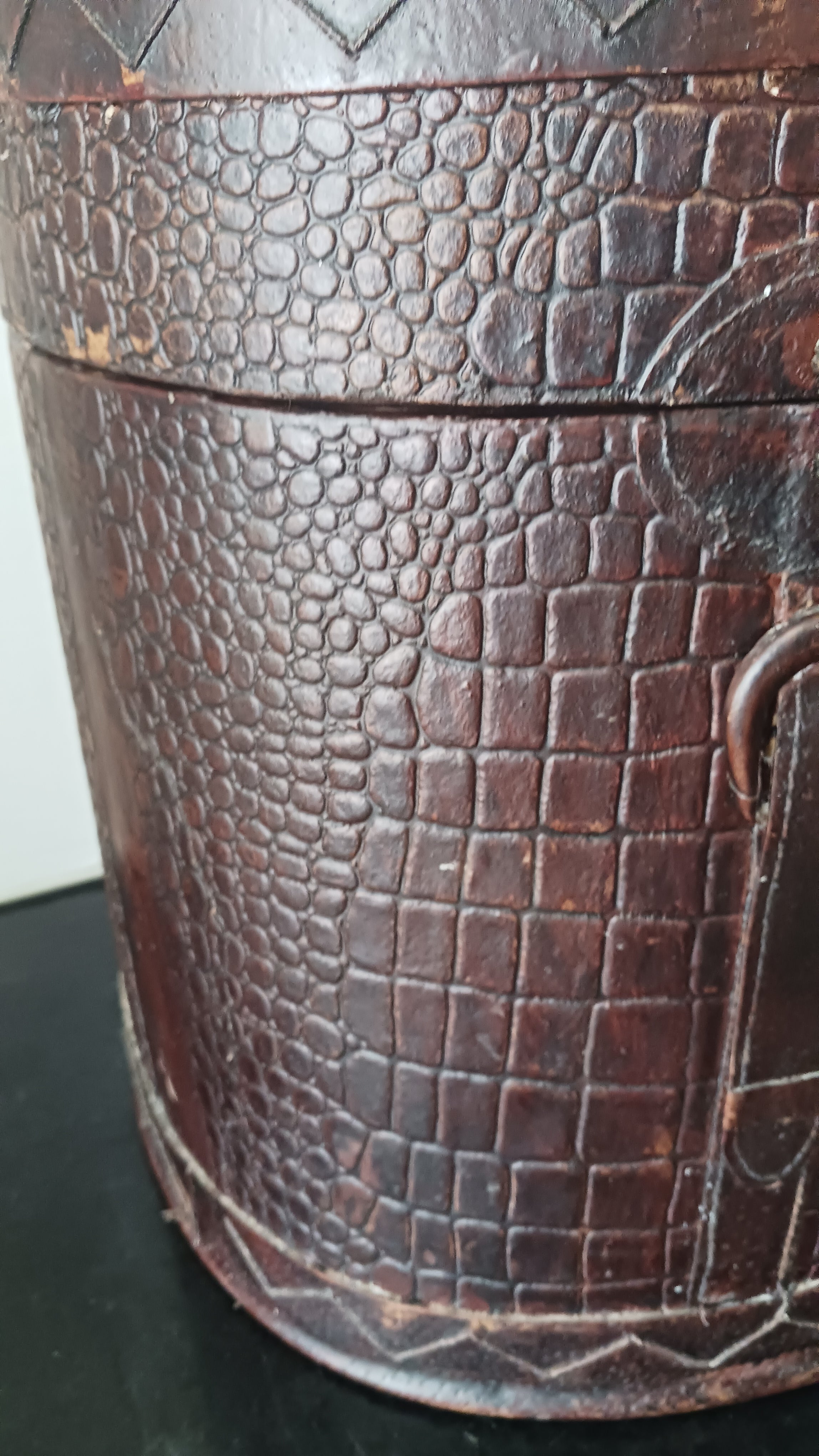 Vintage Snakeskin Style Carved Wood Box
