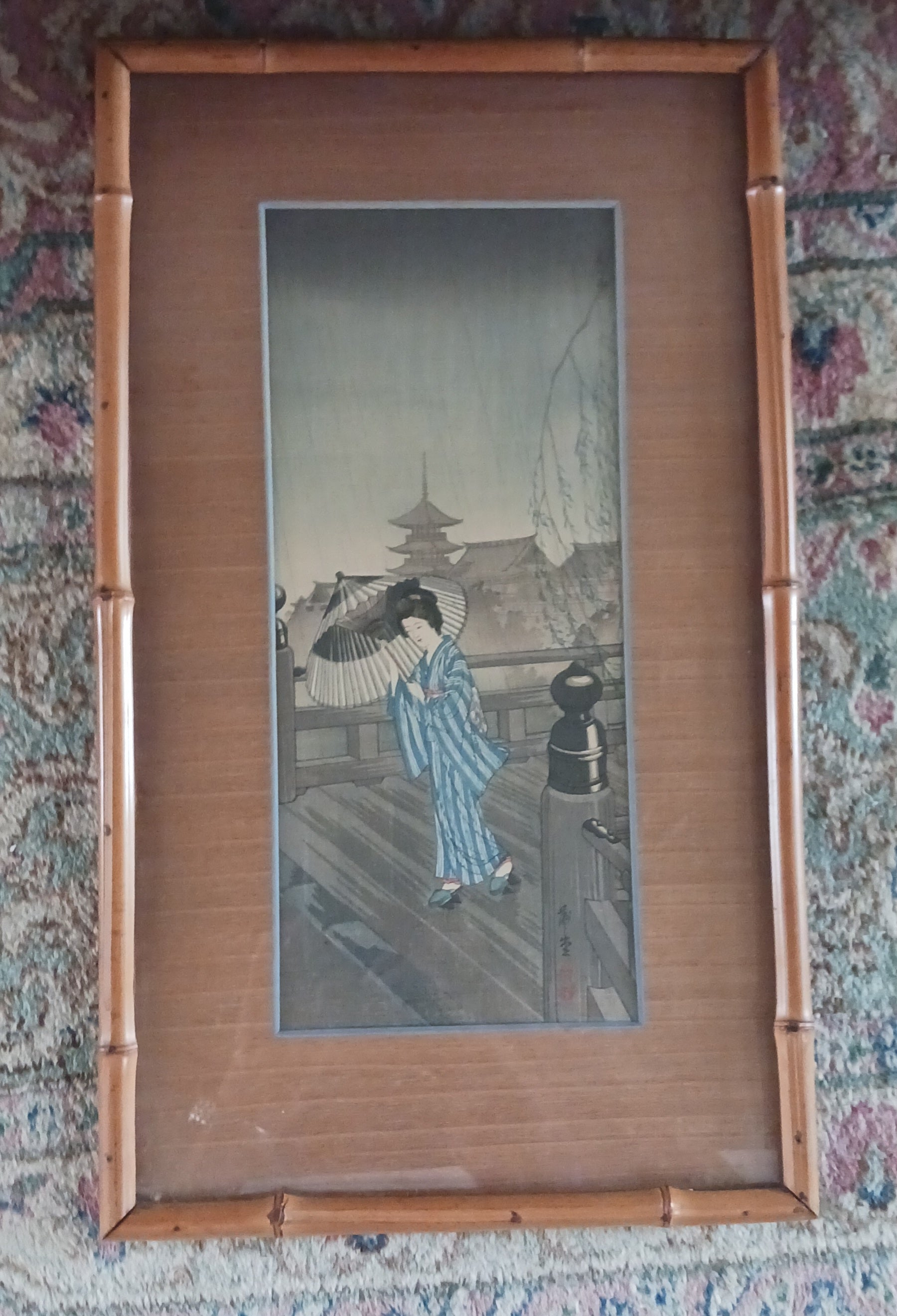 Share Hodo Nishimura - Summer Rain - 1930s Japanese Woodblock Print