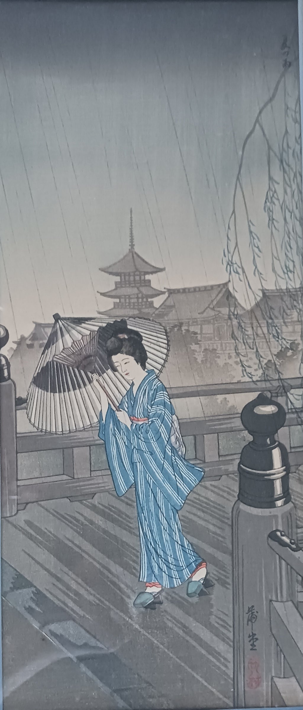Share Hodo Nishimura - Summer Rain - 1930s Japanese Woodblock Print