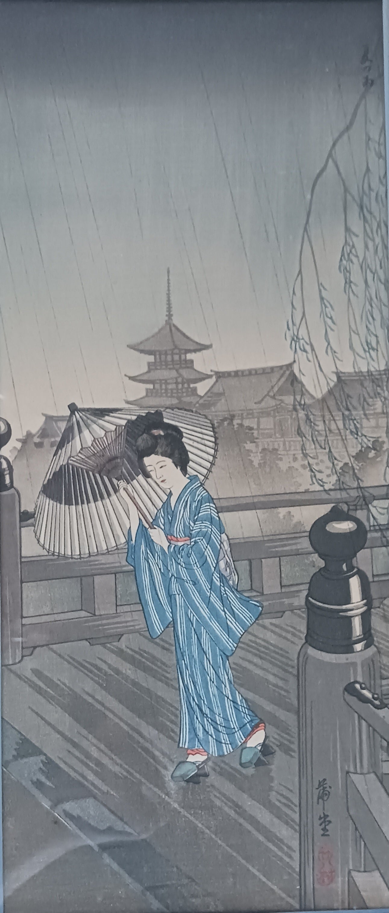 Share Hodo Nishimura - Summer Rain - 1930s Japanese Woodblock Print