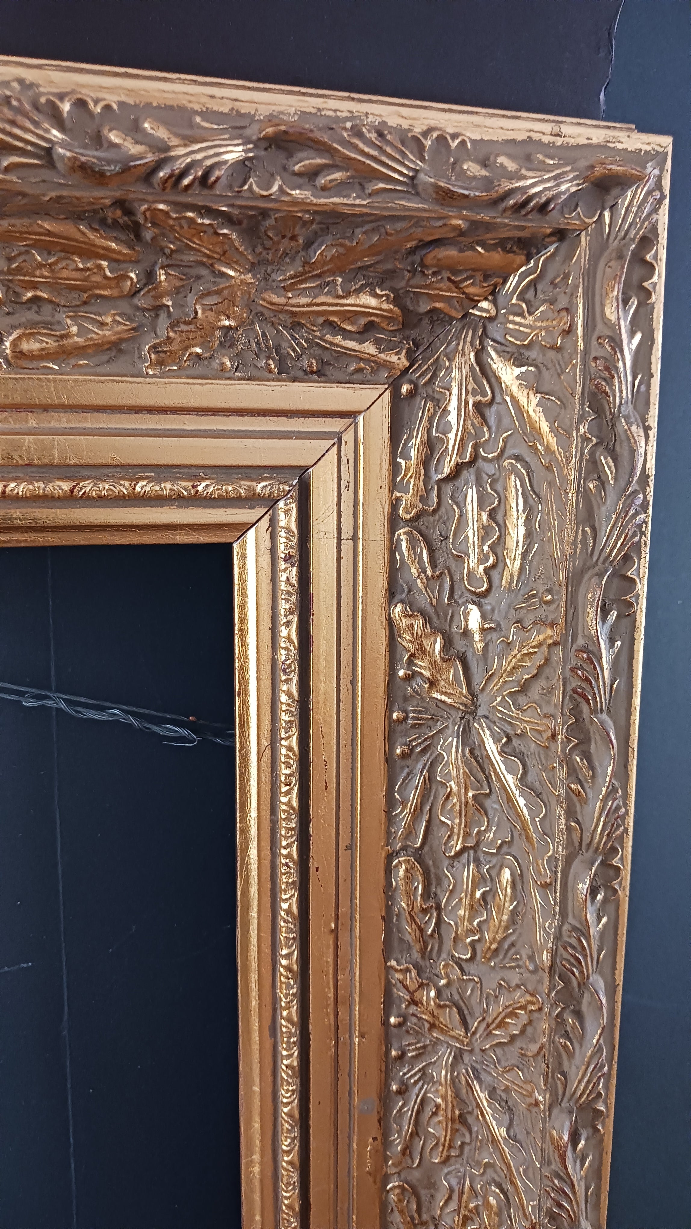 Bright Beautiful Gold Vintage Acanthus Leaf Design Picture Frame 22" x 28"