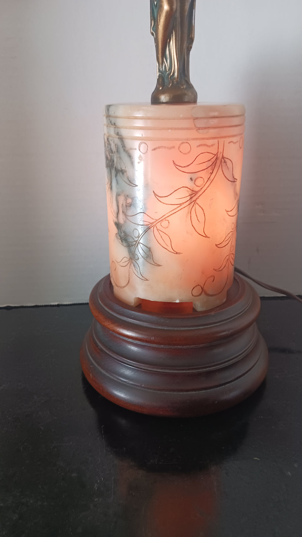 Rare Bronze and Alabaster Art Deco Figural Lamp