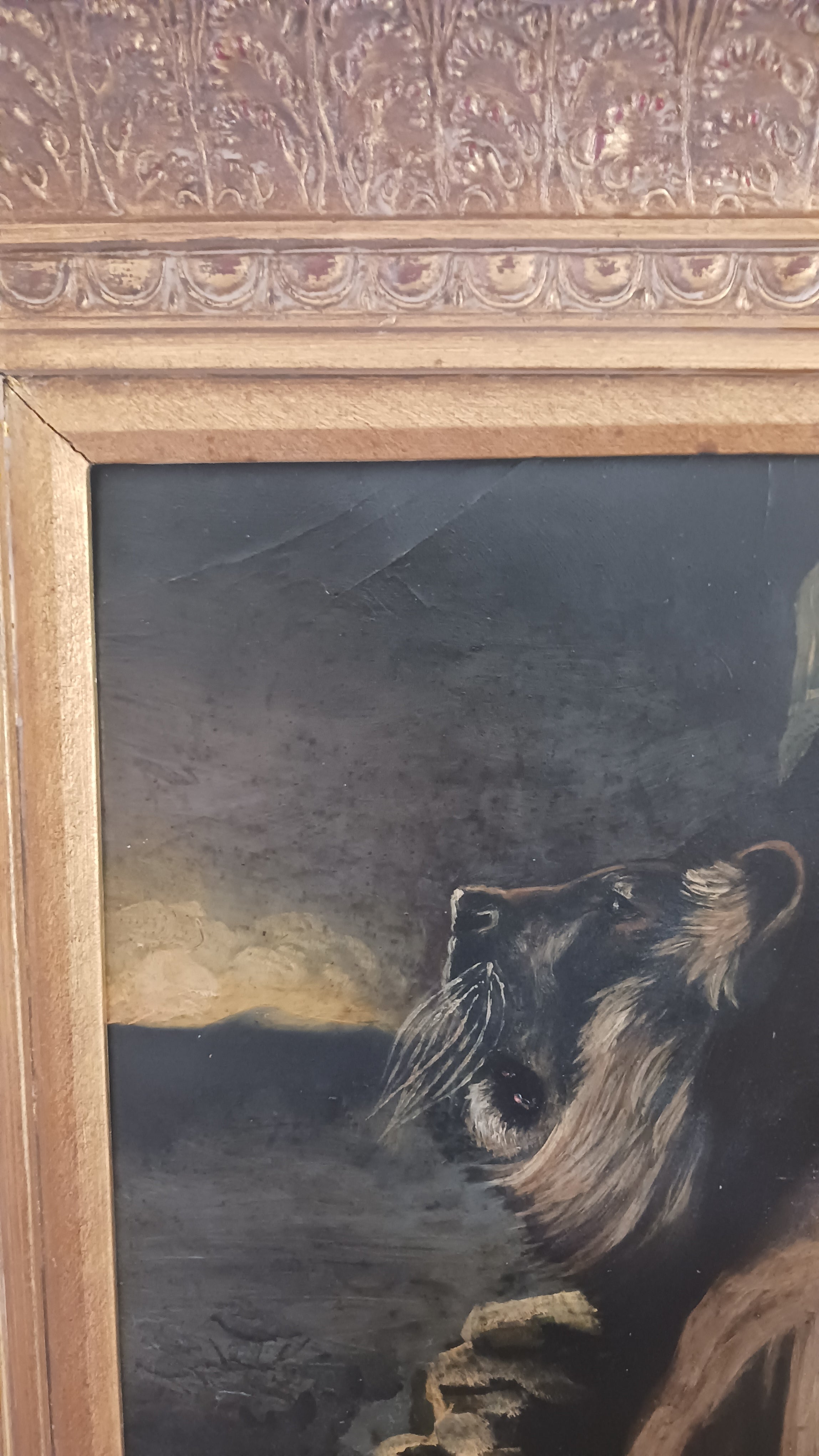Desert Lions at Night - Early 19th C. French Oil on Board