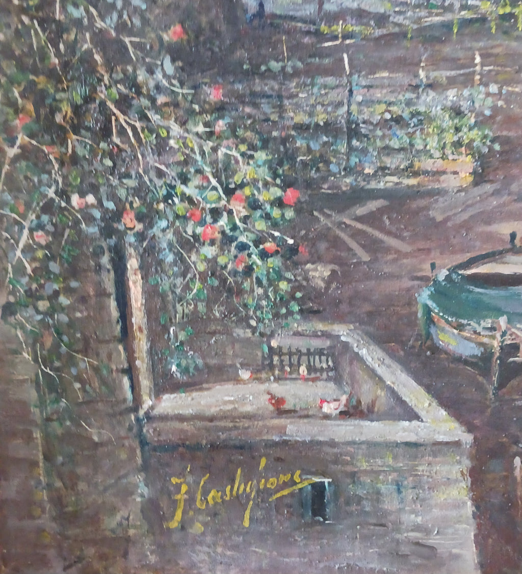 Night on the Bay of Naples - o/c F. Castigliano, Listed Italian Mid-Century